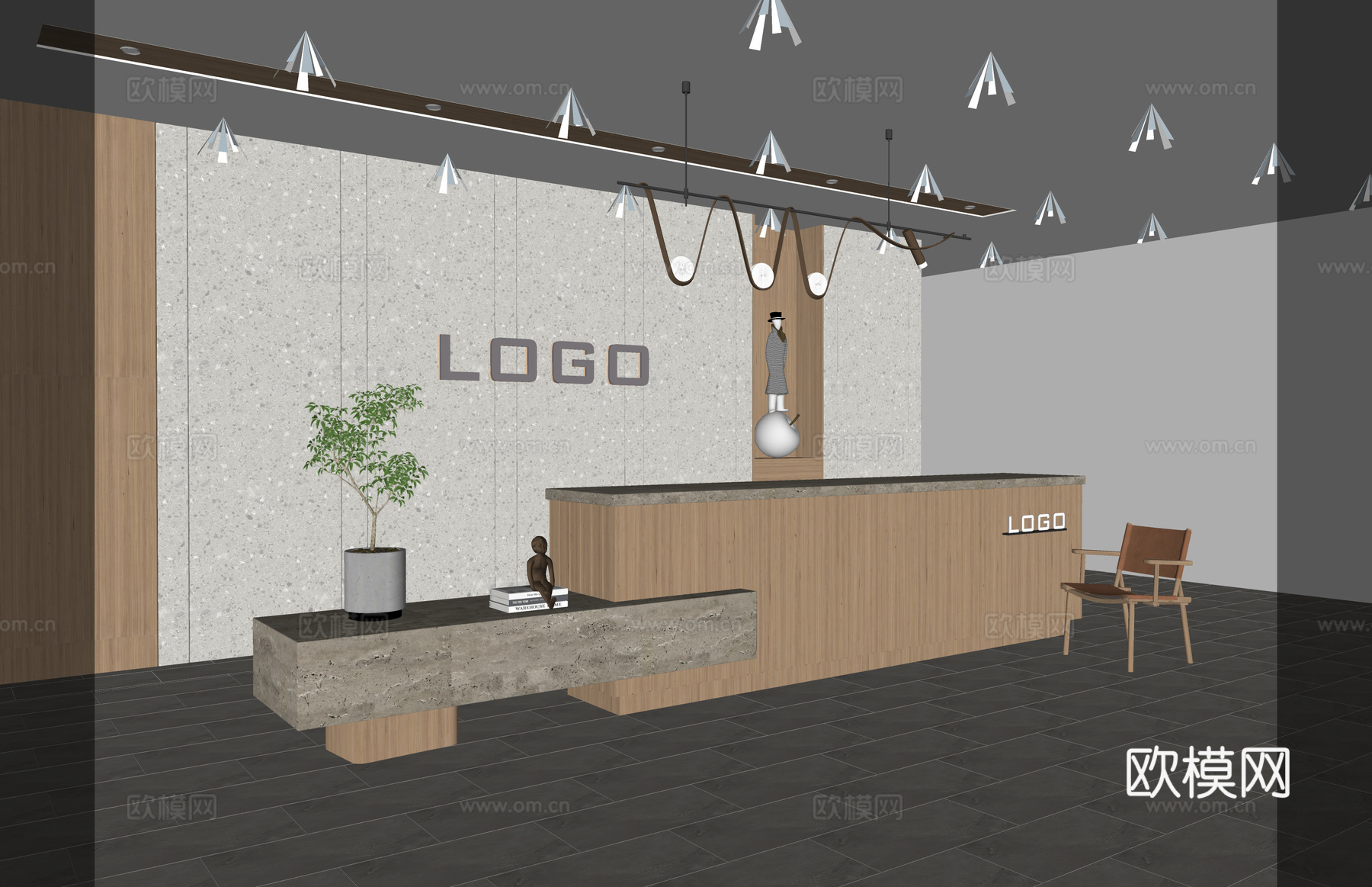 工位 接待 办公室 前台 酒店前台 工装 大厅su模型