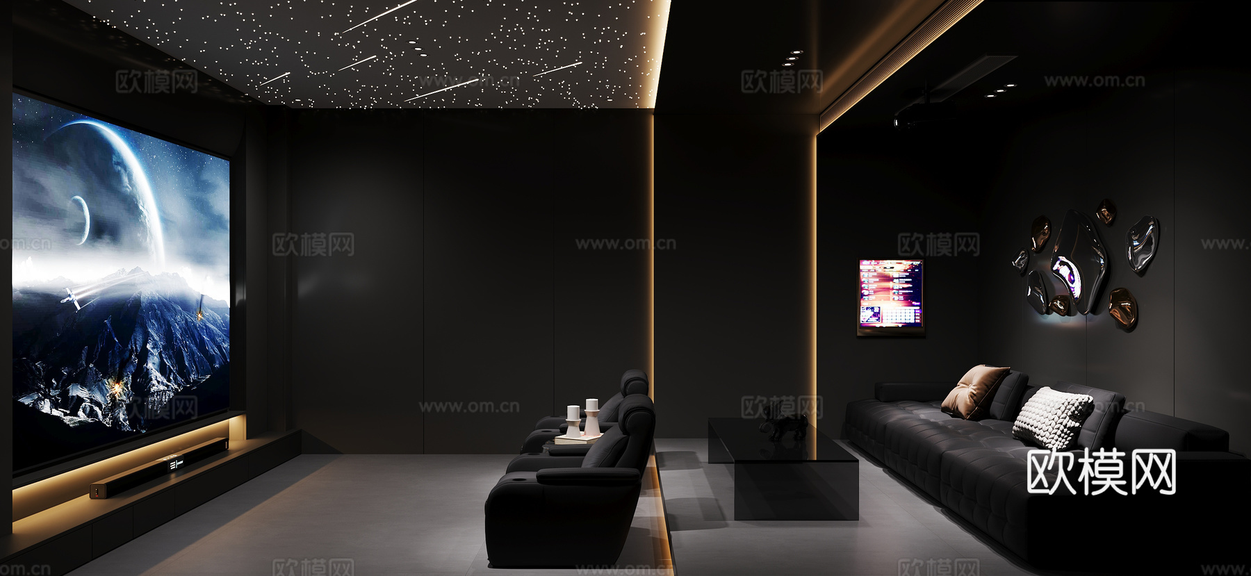 现代影音室su模型