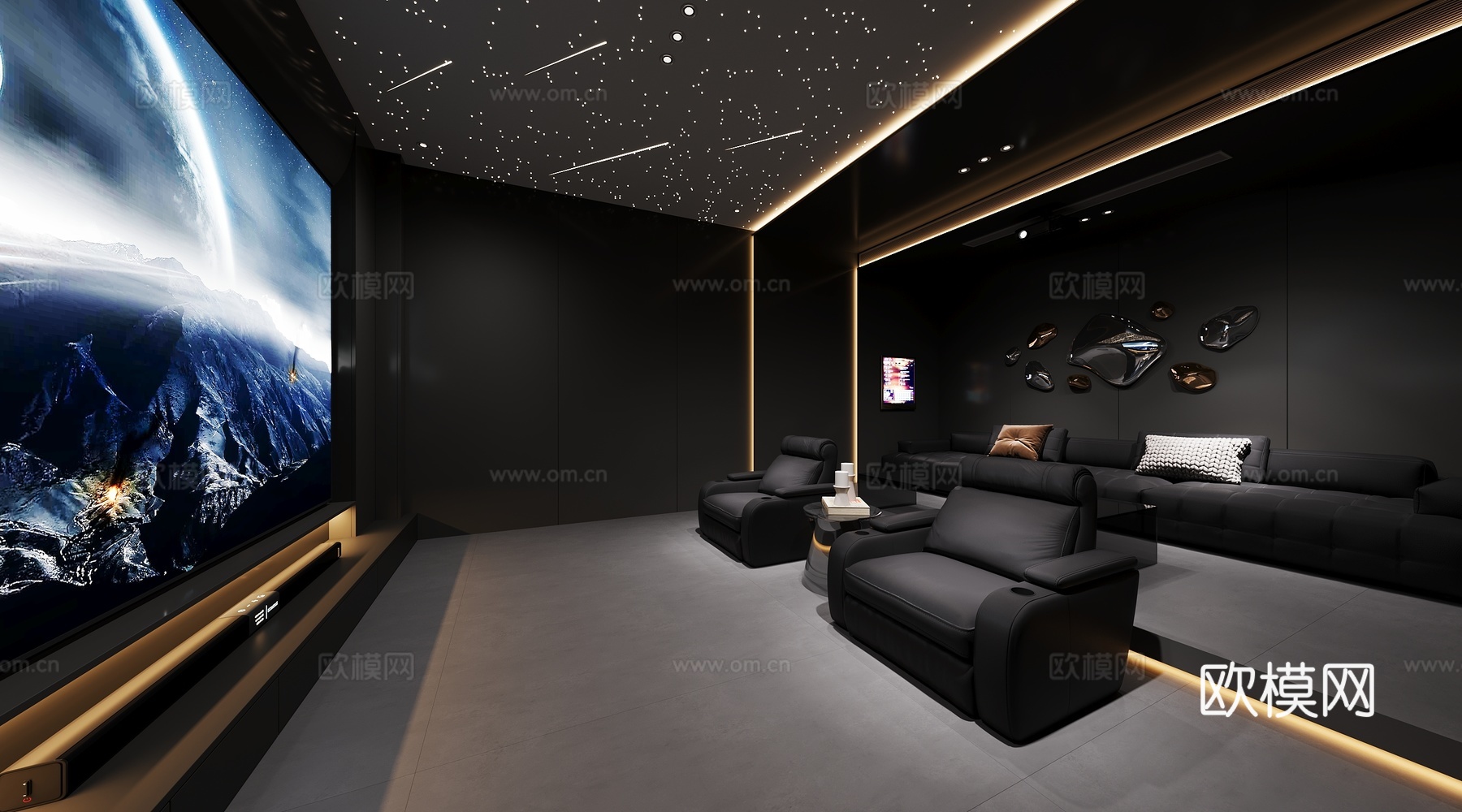 现代影音室su模型