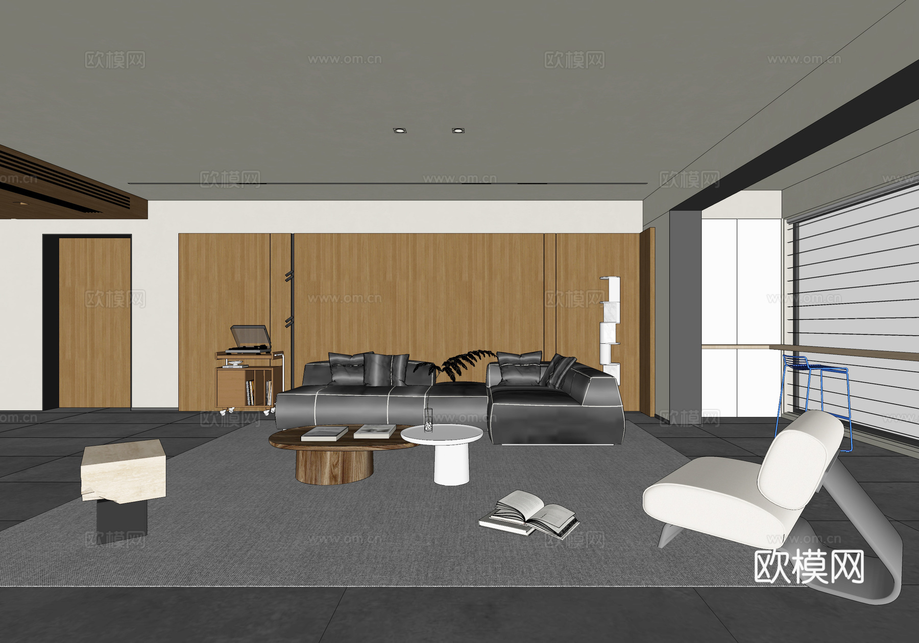 极简客厅 沙发组合su模型