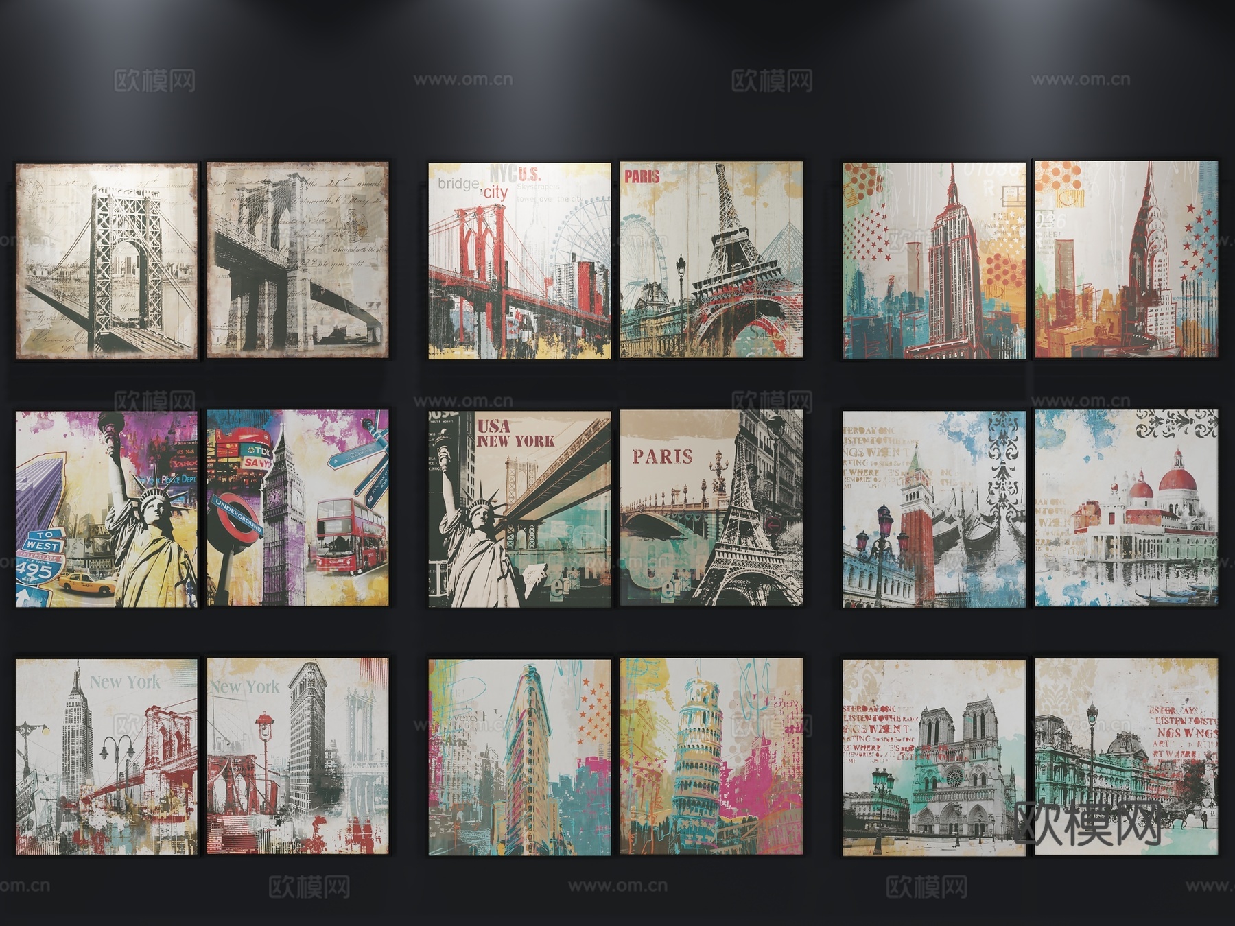 现代装饰画 北欧挂画3d模型下载