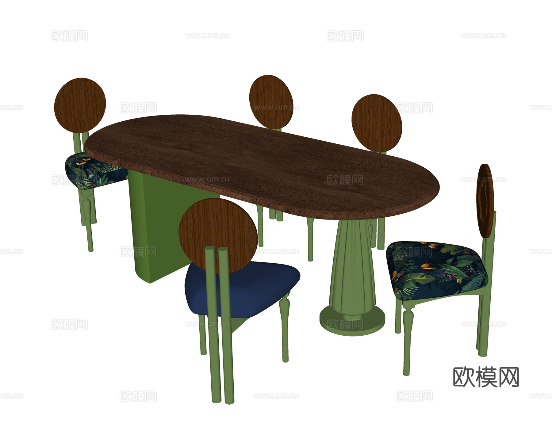现代餐桌椅 餐椅su模型