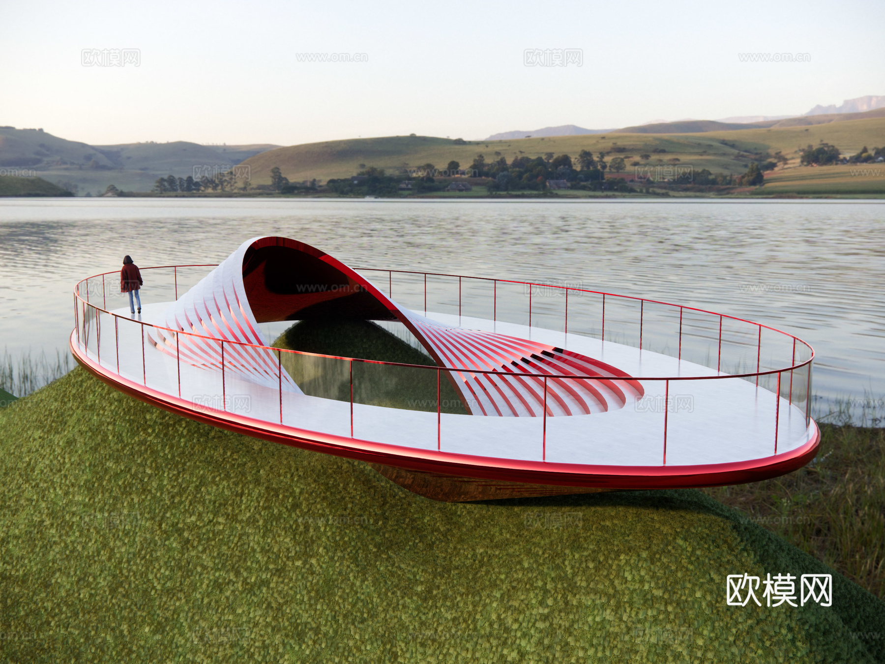 大地景观艺术挑台 山顶眺望平台 景观构筑物 景观挑台su模型