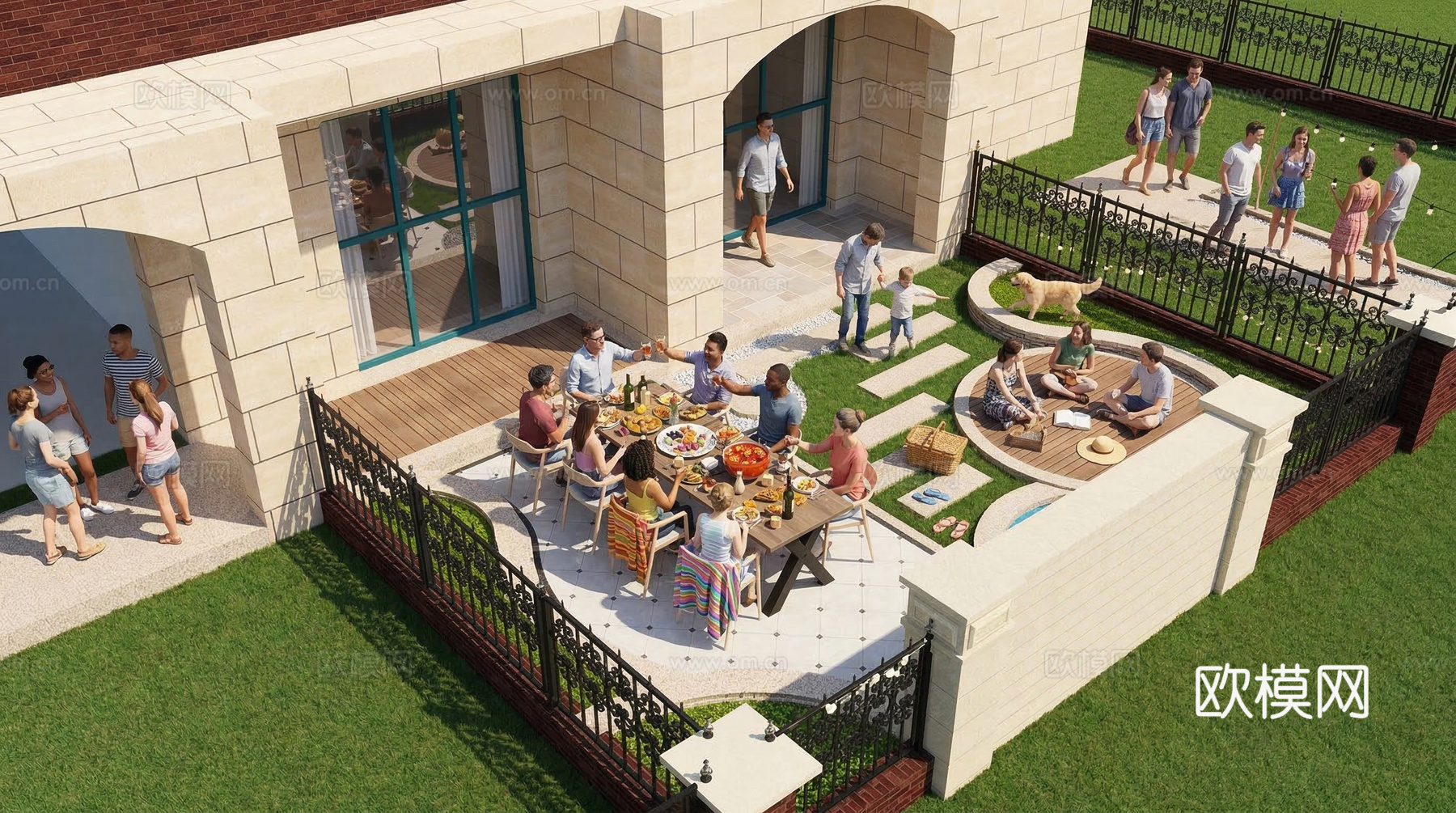 欧式庭院花园su模型