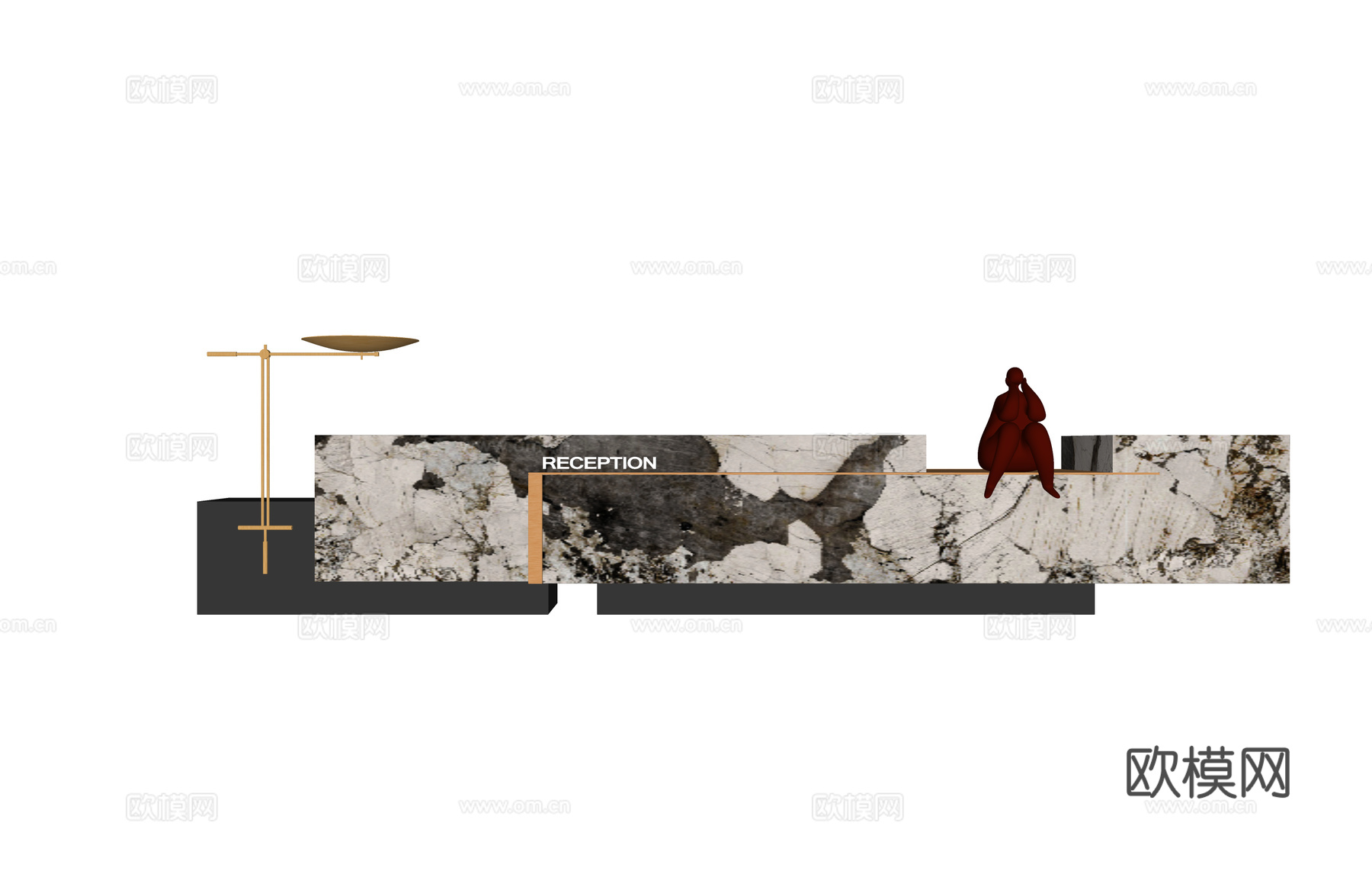 工位 办公 接待 酒店前台 电脑 工装 大厅su模型