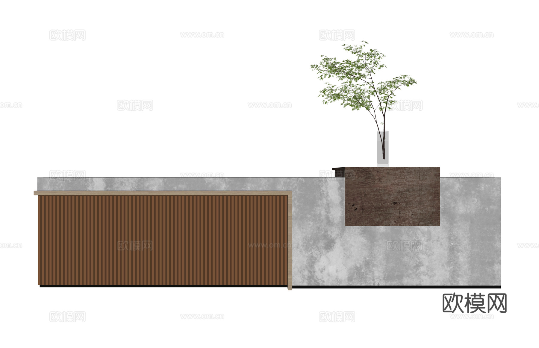前台 公司前台 办公室 展厅 电脑su模型