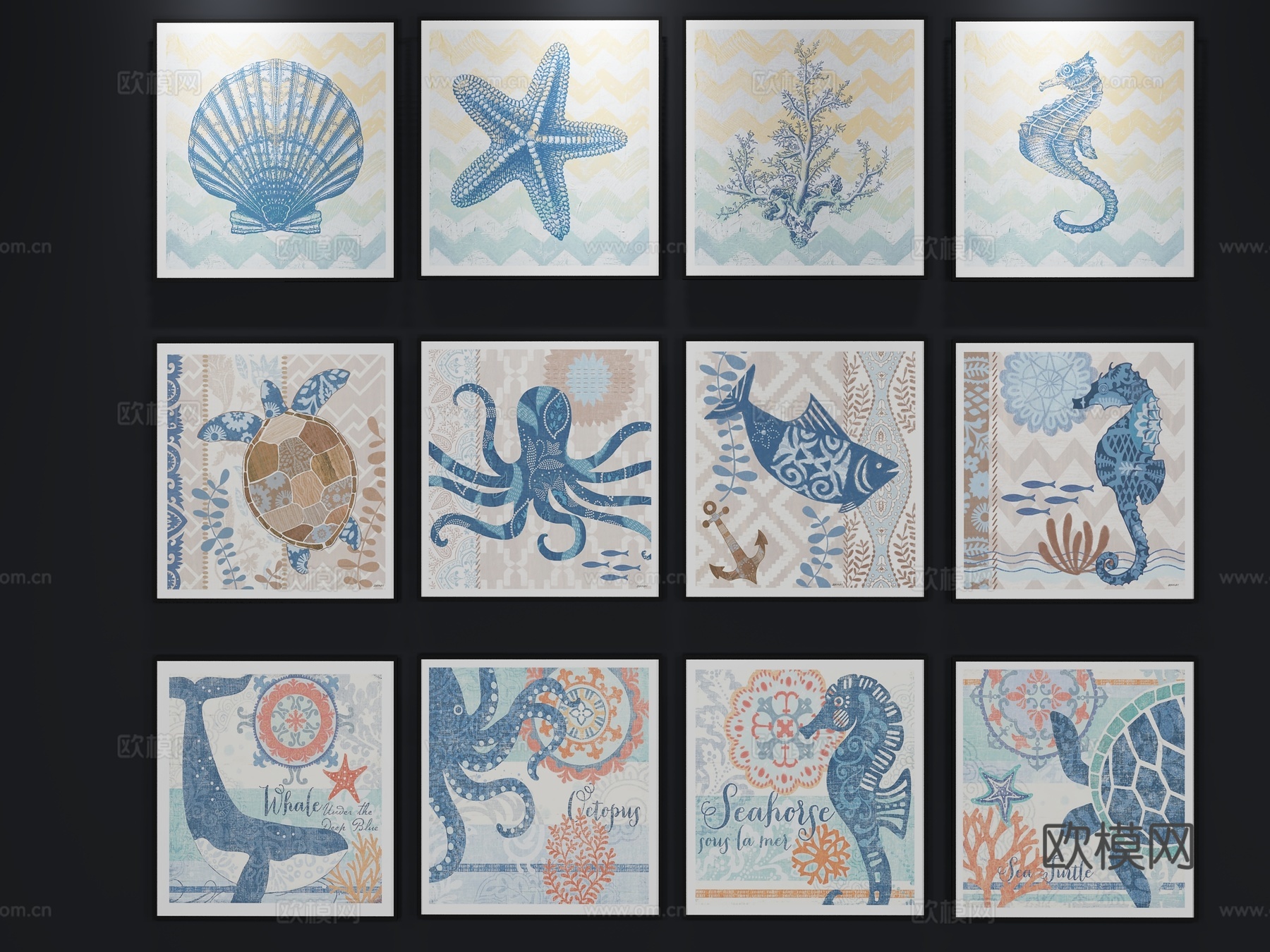 现代装饰画 北欧挂画3d模型下载