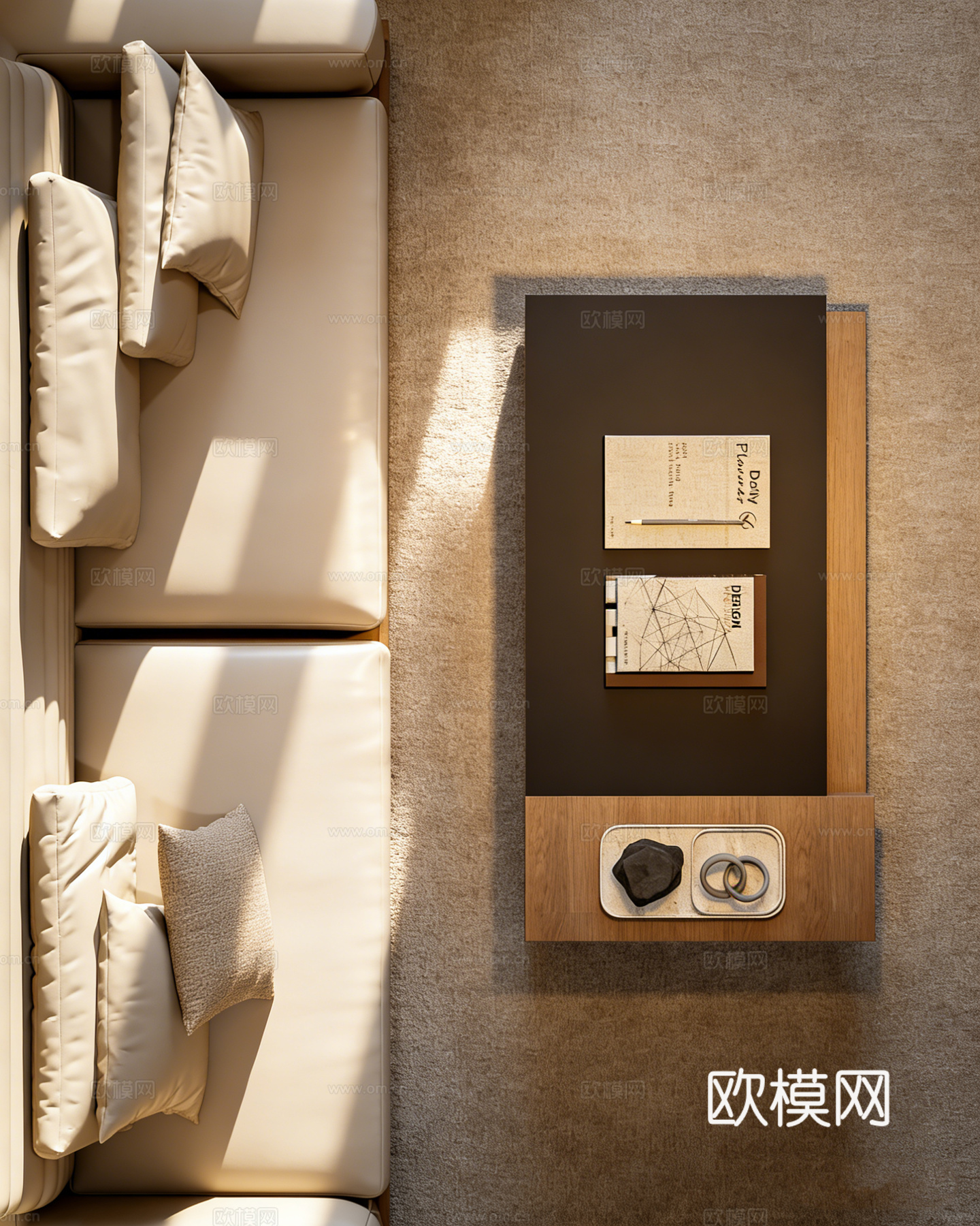 现代简约书房卧室一体 民宿客房 多功能房间 L型书桌 地台床su模型