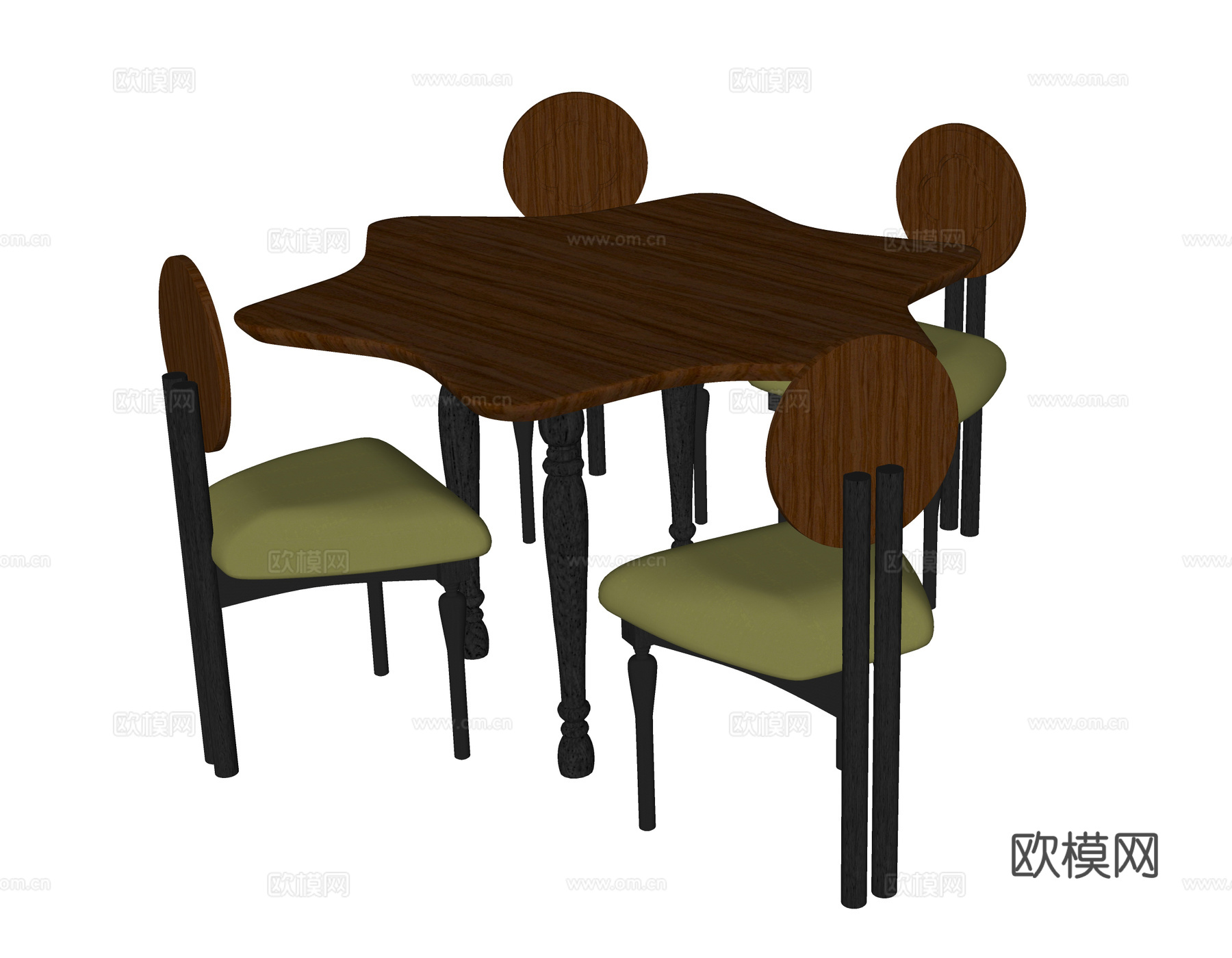 现代餐桌椅 餐椅 餐桌su模型