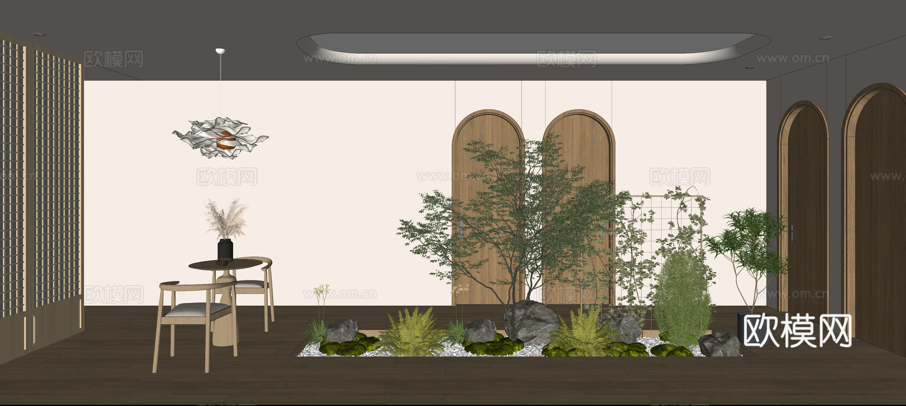 现代_会所室内景观su模型