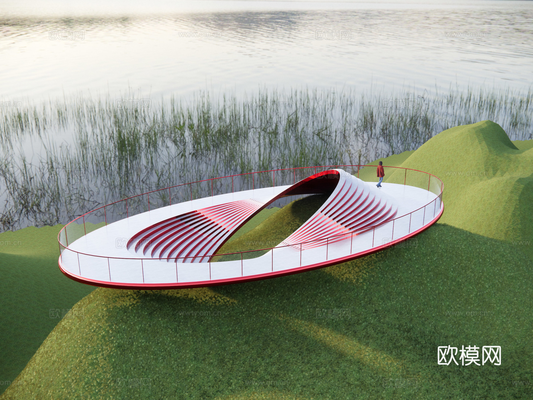 大地景观艺术挑台 山顶眺望平台 景观构筑物 景观挑台su模型