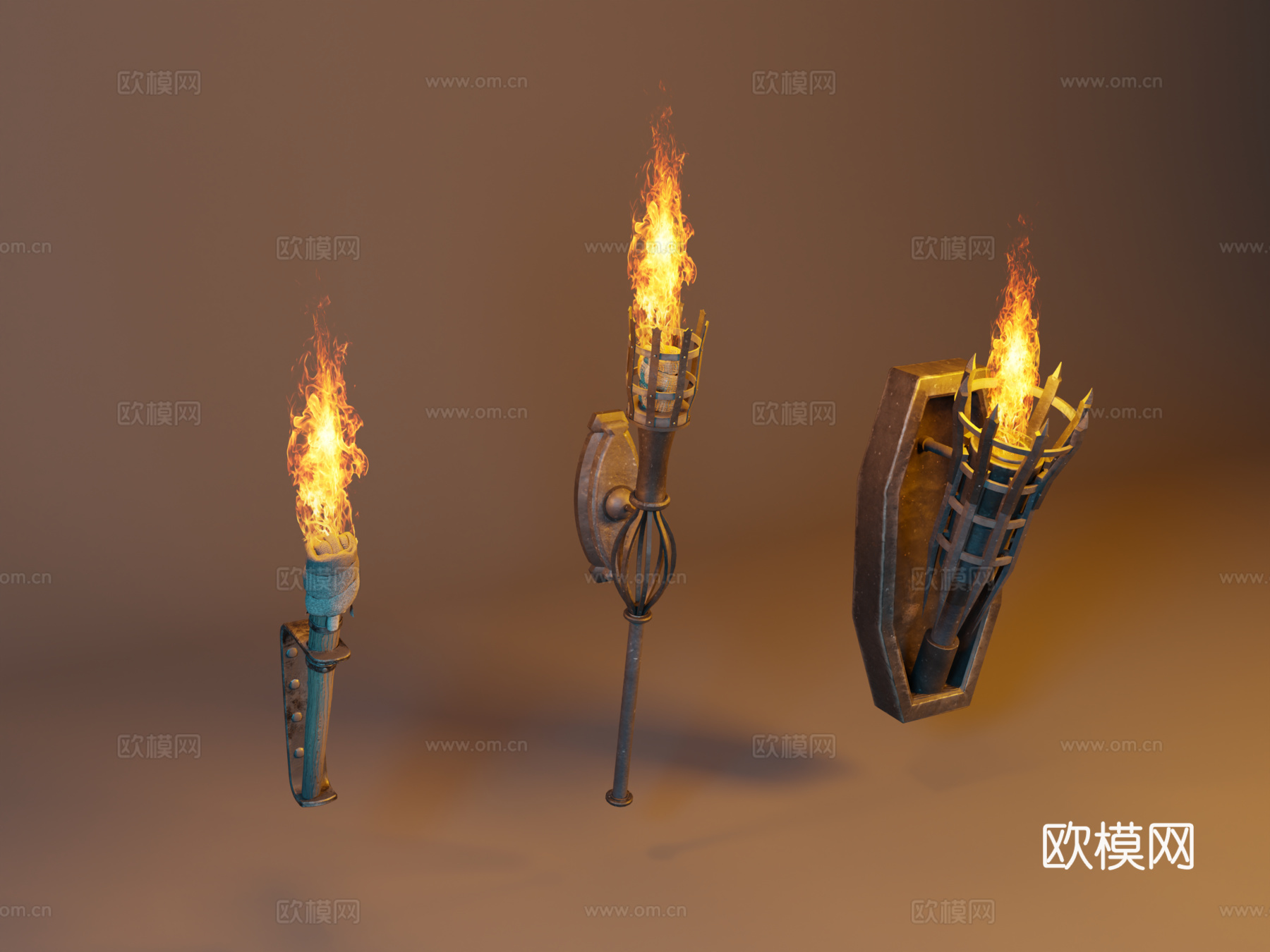 铁艺火把 欧式复古火把 中世纪火把 古代火把 牢房火把su模型