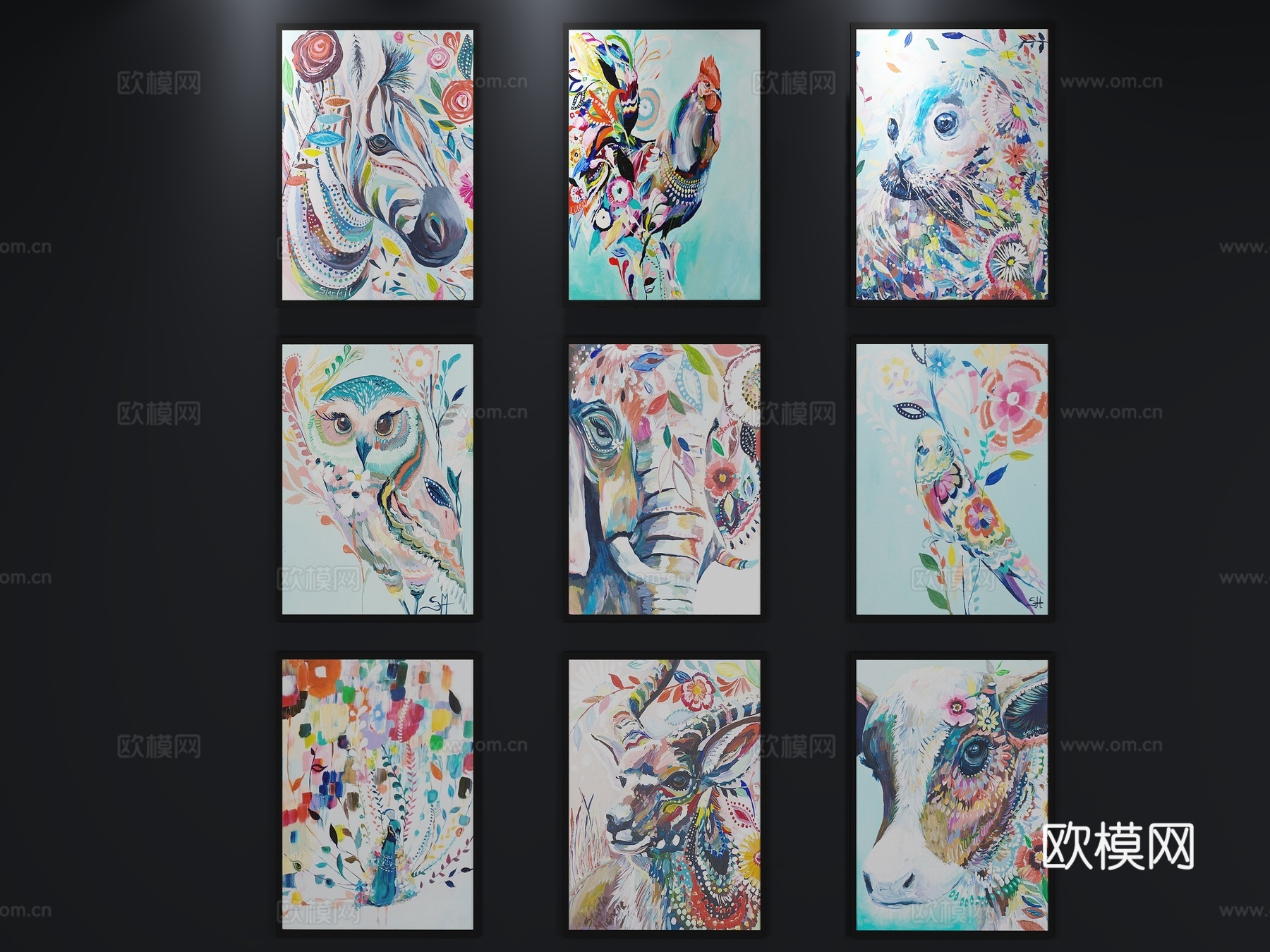 现代 北欧 挂画 装饰画3d模型下载