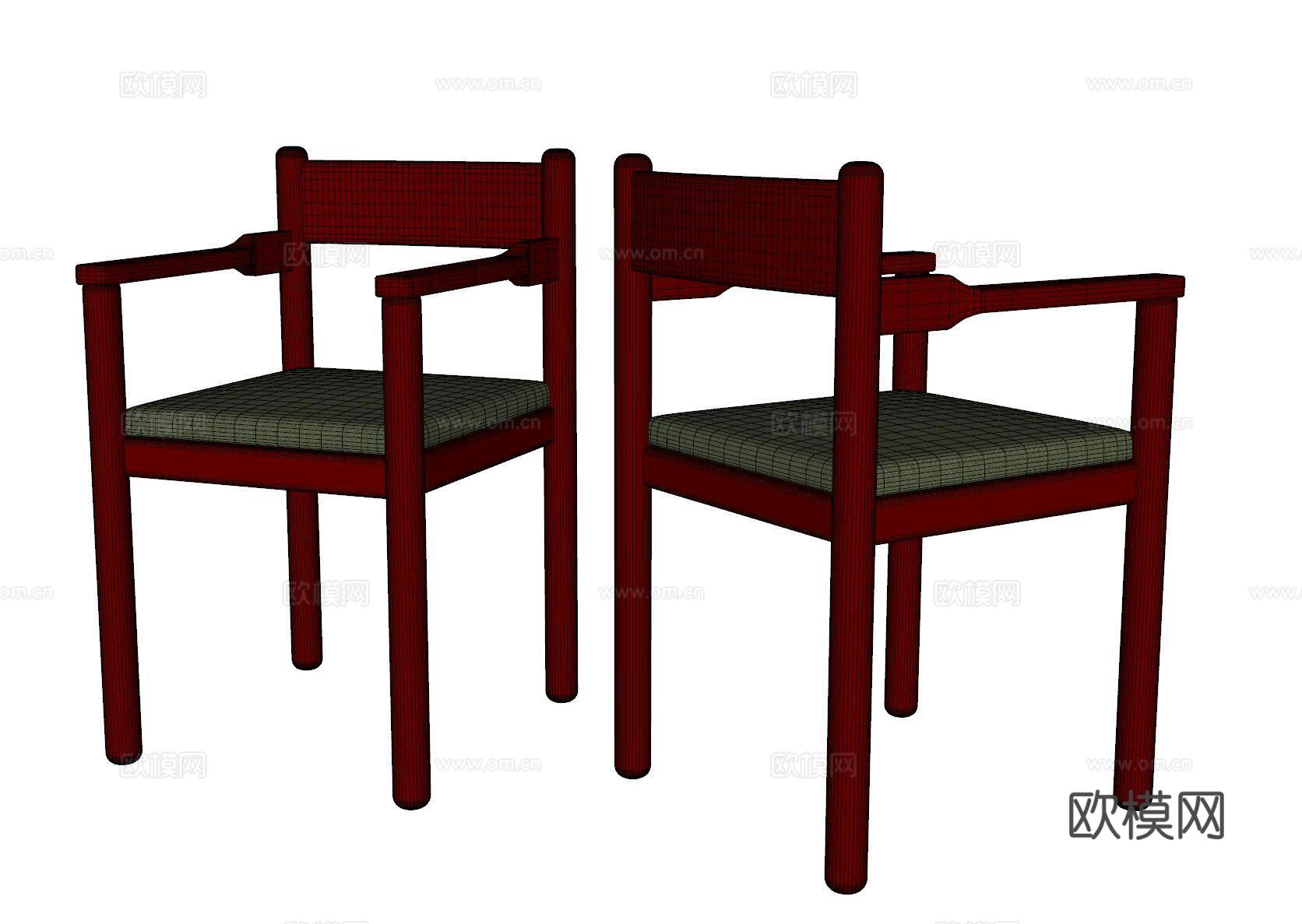 新中式单椅su模型