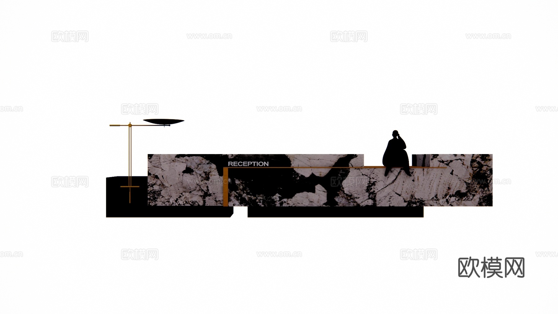 工位 办公 接待 酒店前台 电脑 工装 大厅su模型