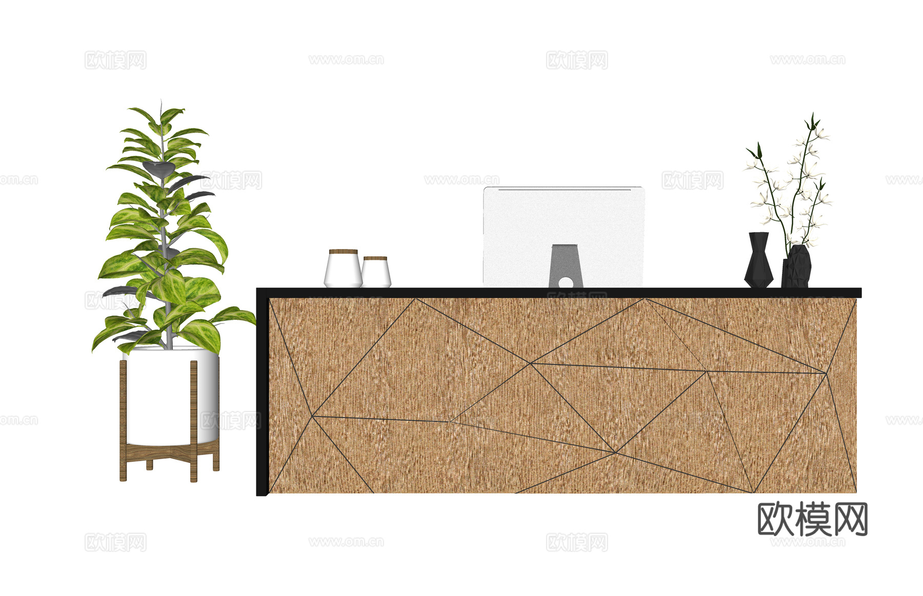 办公空间 电脑 工装 公司前台 展厅 前台 办公室su模型