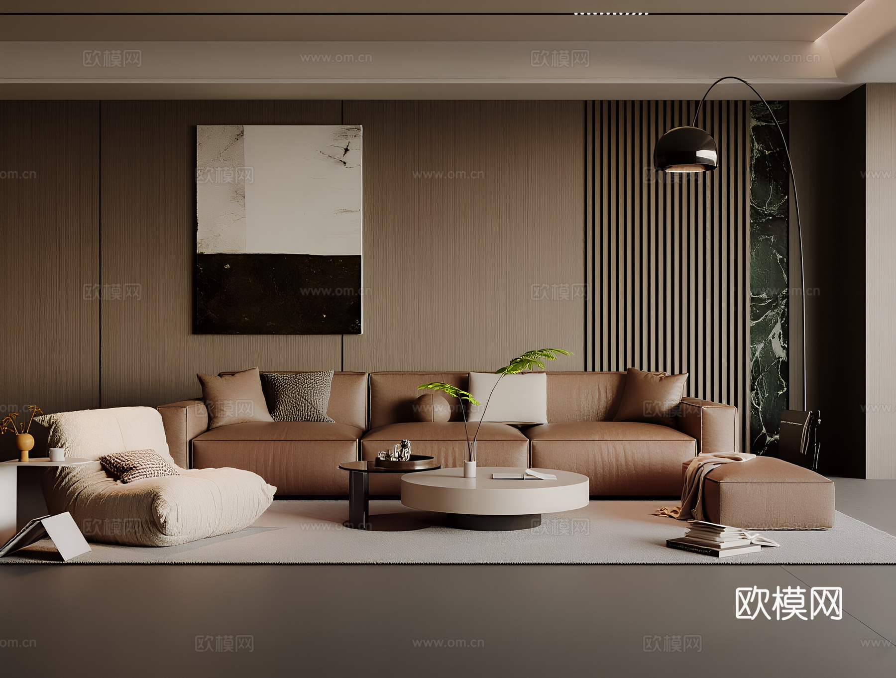 现代意式家居客厅3d模型下载