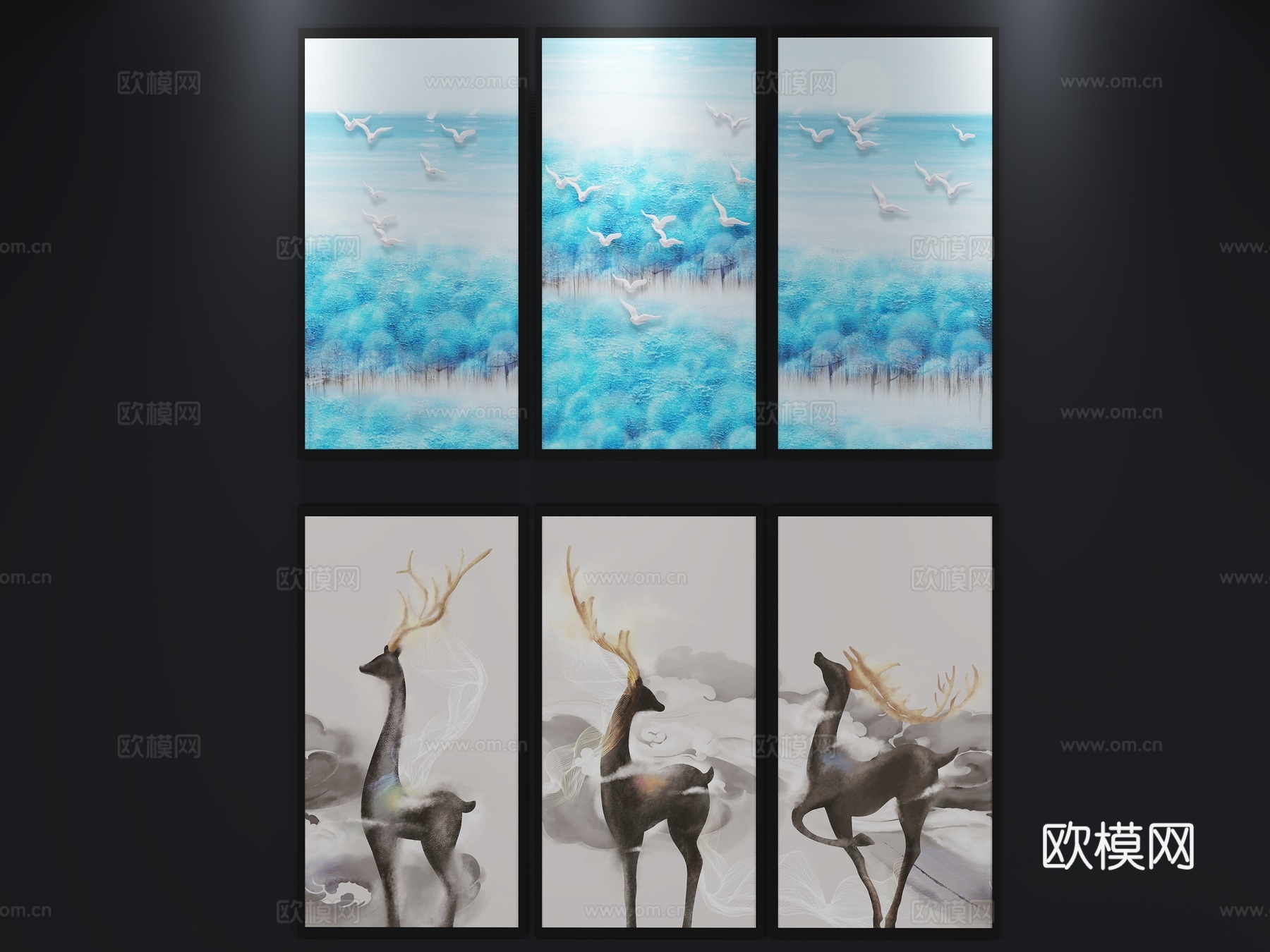 现代北欧挂画 装饰画3d模型下载