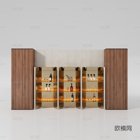 现代酒柜 餐边柜3d模型下载_ID16333897_3dmax免费模型-欧模网