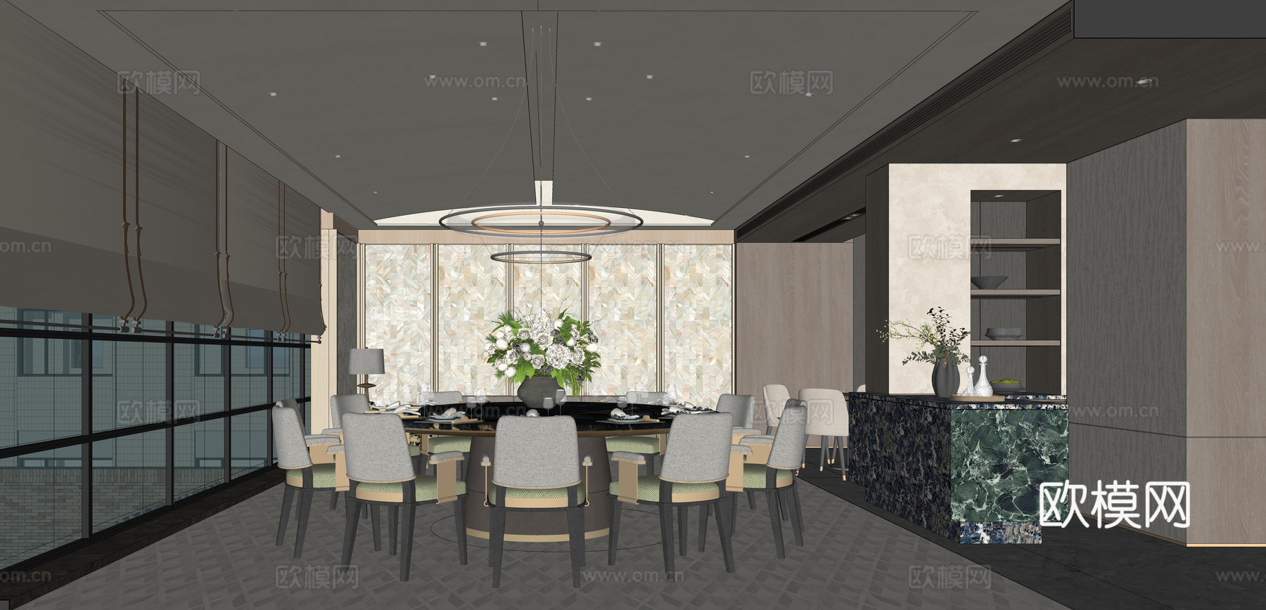 酒店 餐包 现代su模型