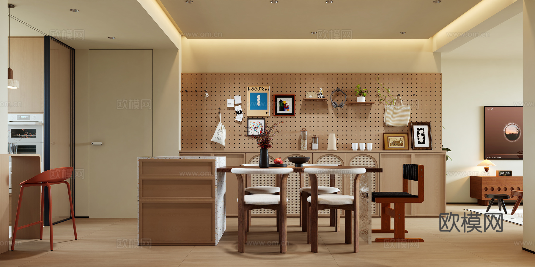 中古风餐厅su模型