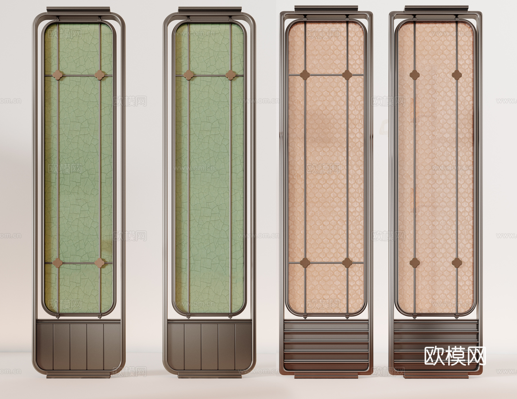 CCD酒店屏风 格栅屏风 现代玻璃屏风 夹丝玻璃屏风 隔断组su模型