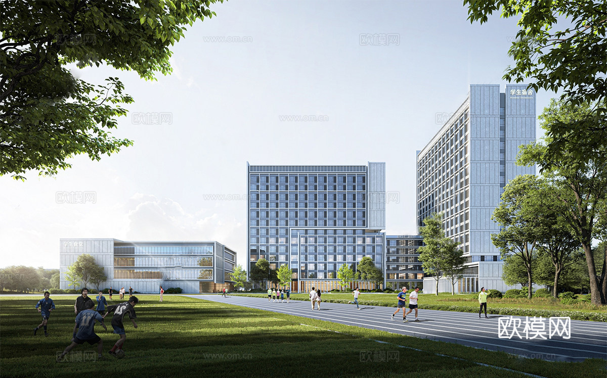 现代学校宿舍建筑  学校建筑su模型