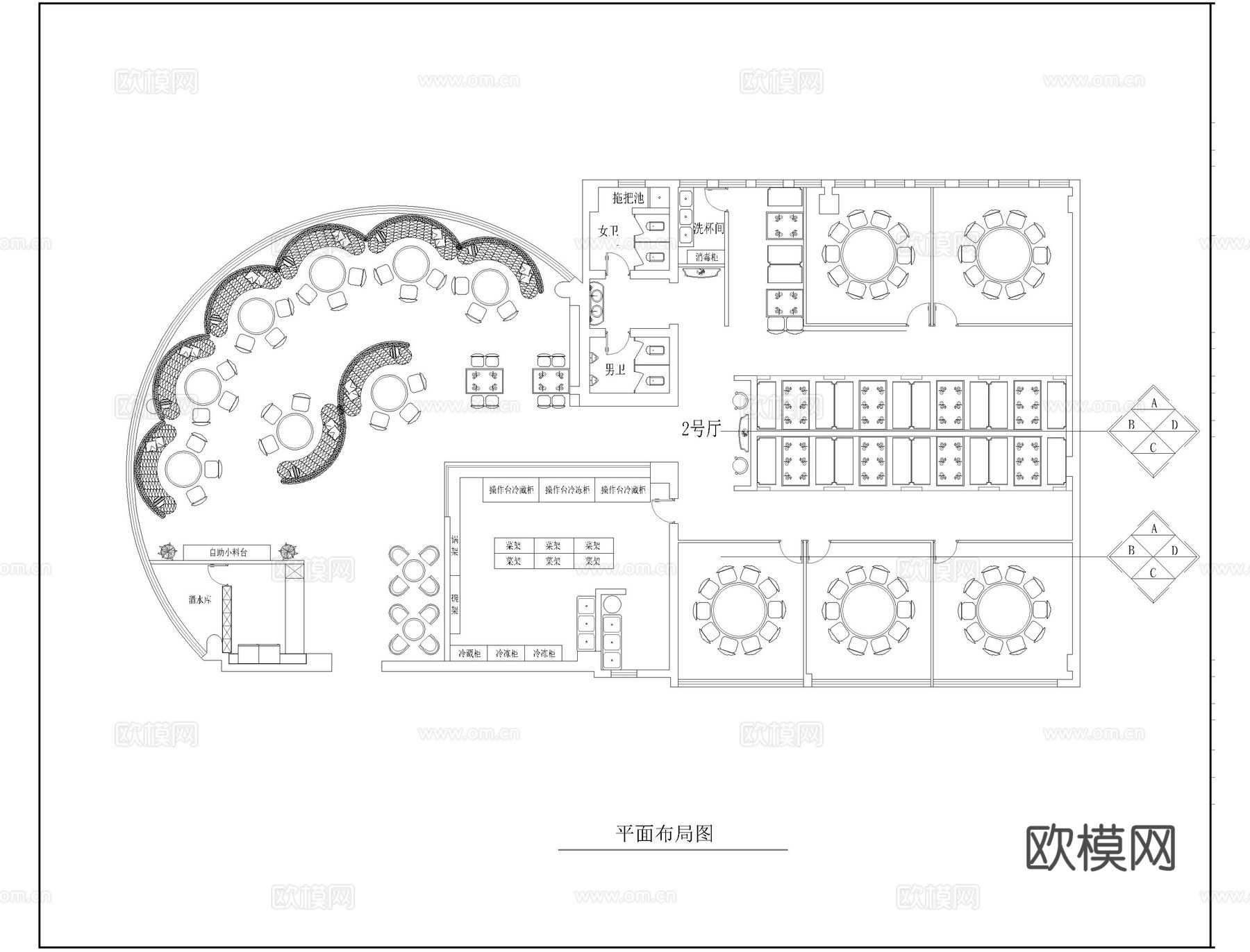 火锅店CAD平面图cad施工图