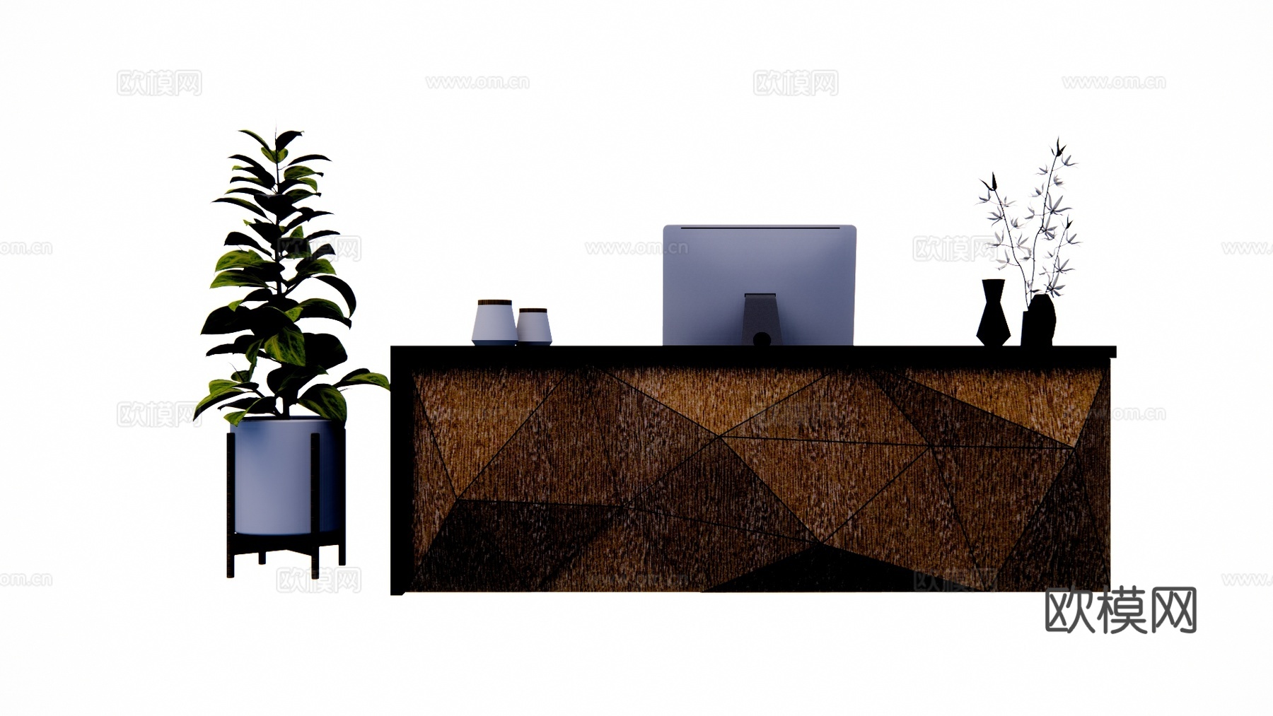 办公空间 电脑 工装 公司前台 展厅 前台 办公室su模型