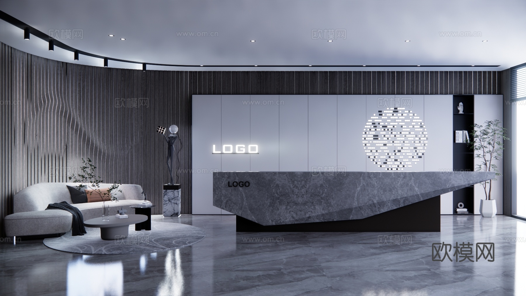 前台 工装 接待su模型