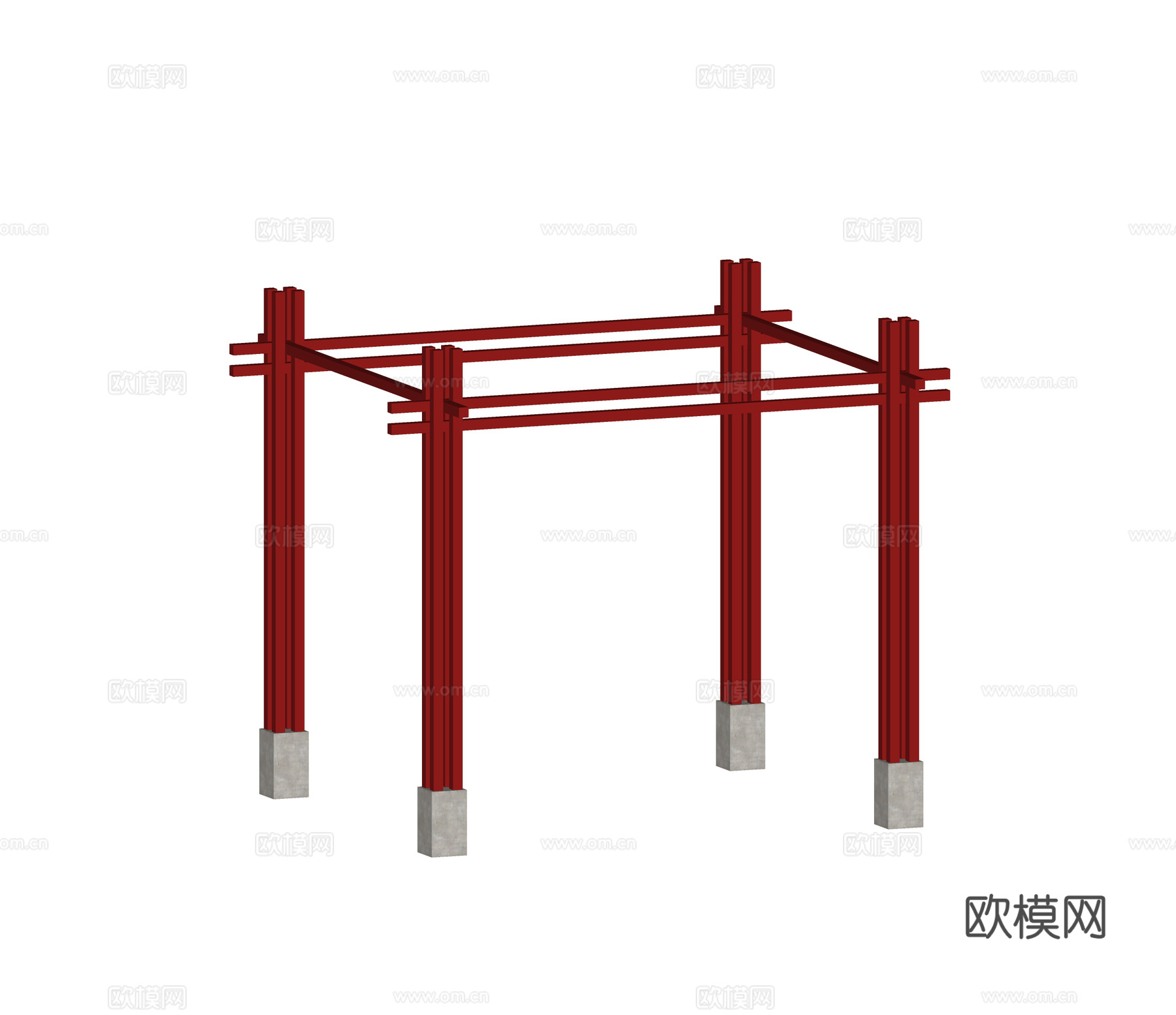 新中式廊架 造型架 架子 艺术架su模型