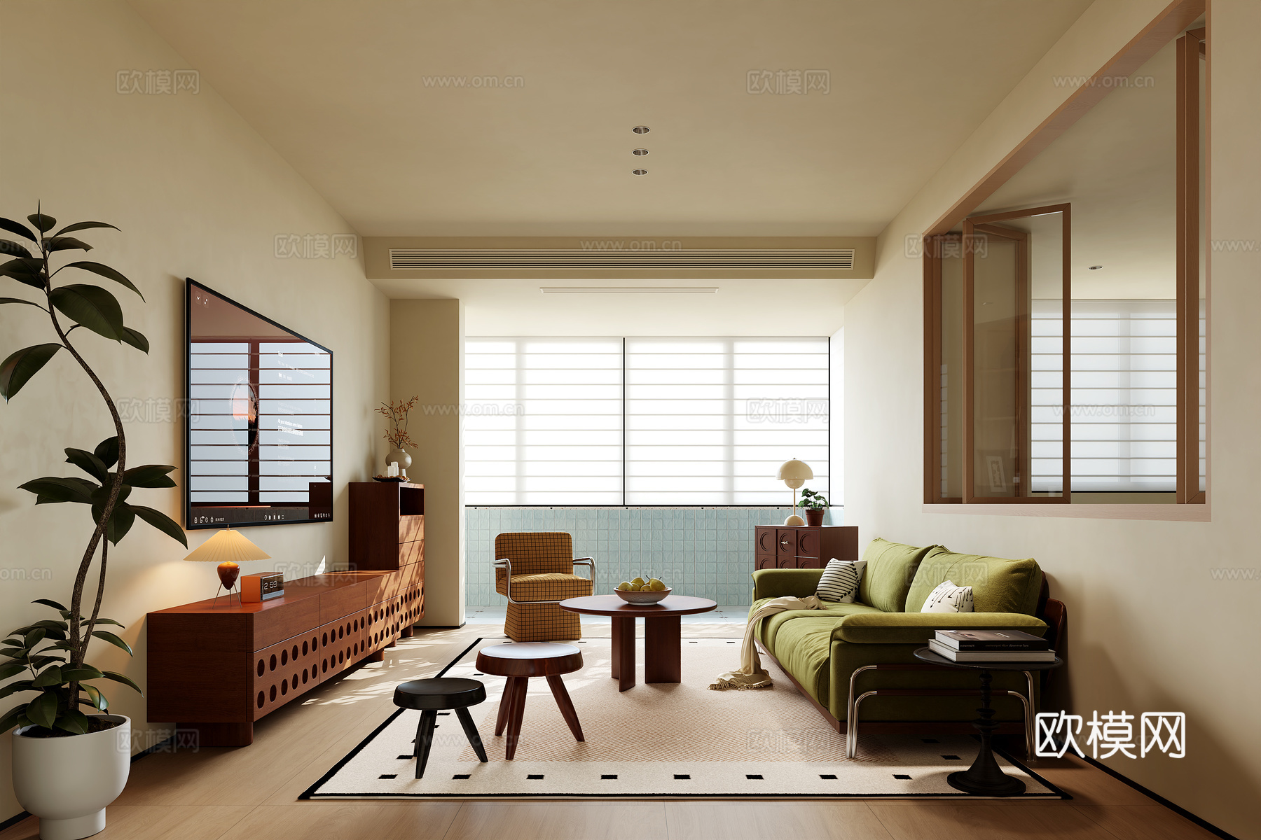 中古风客厅su模型
