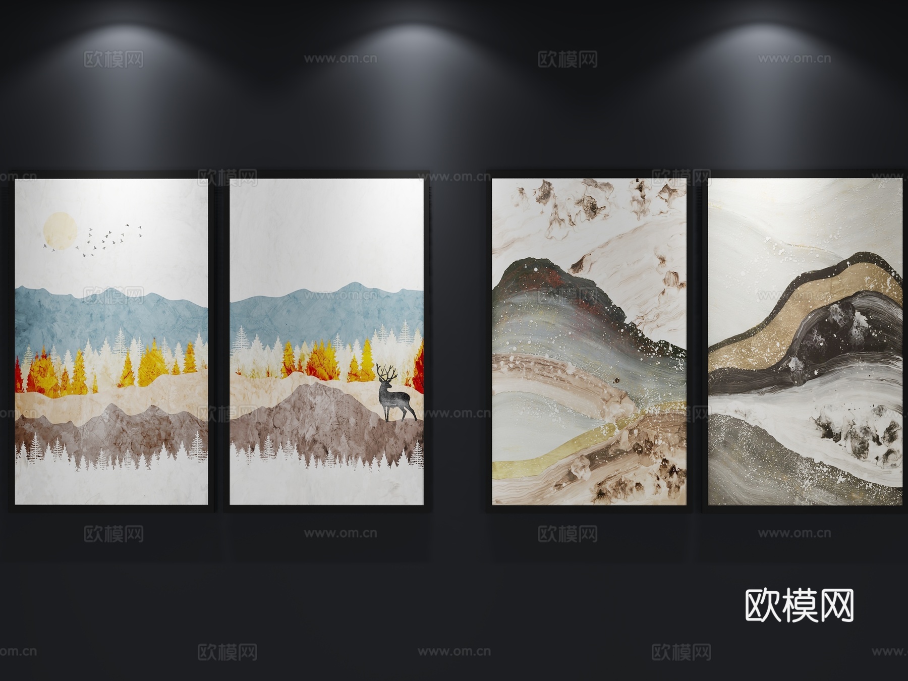 现代 北欧 挂画 装饰画3d模型下载（渲染图1）