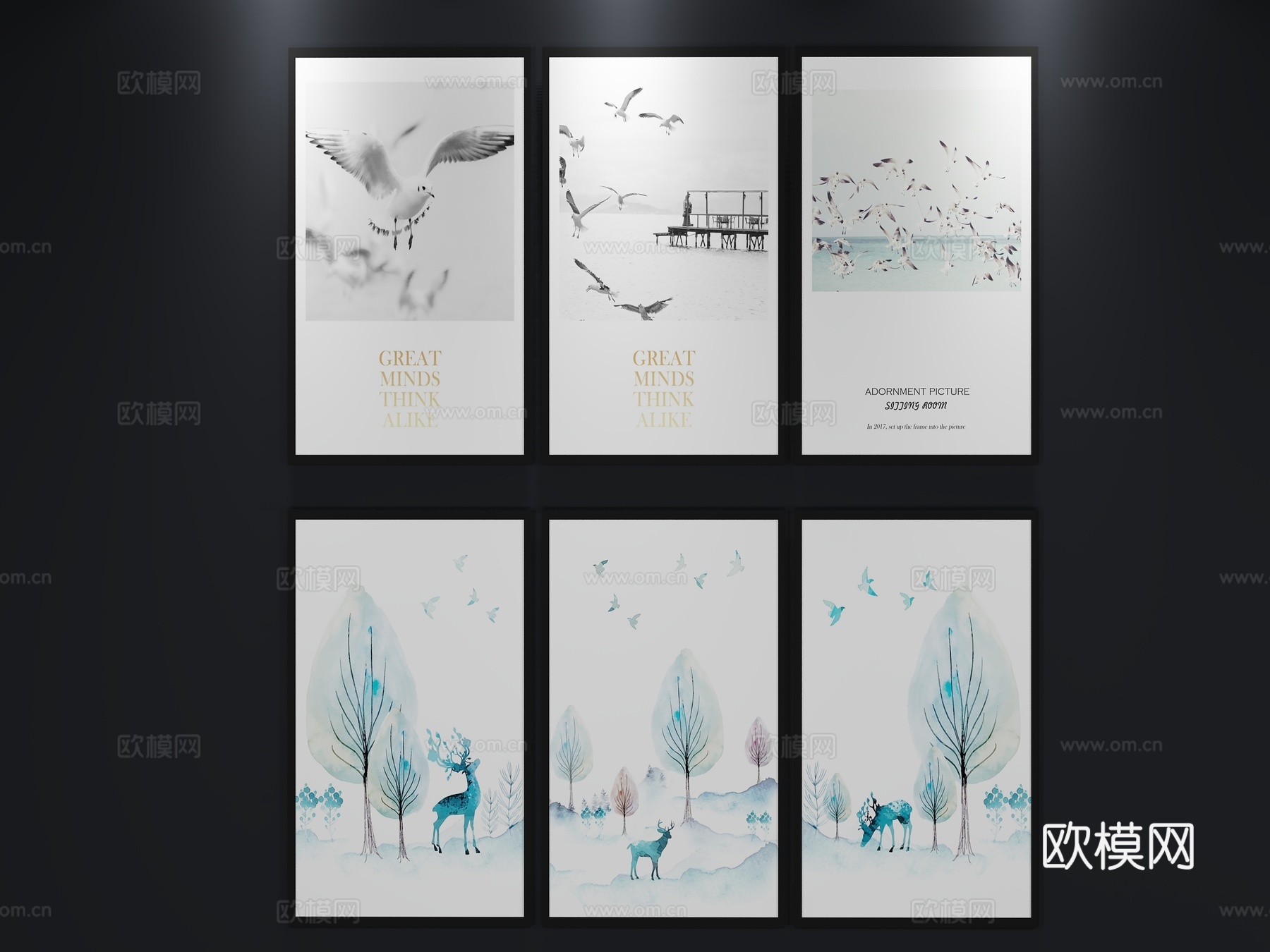 现代 北欧 挂画 装饰画3d模型下载