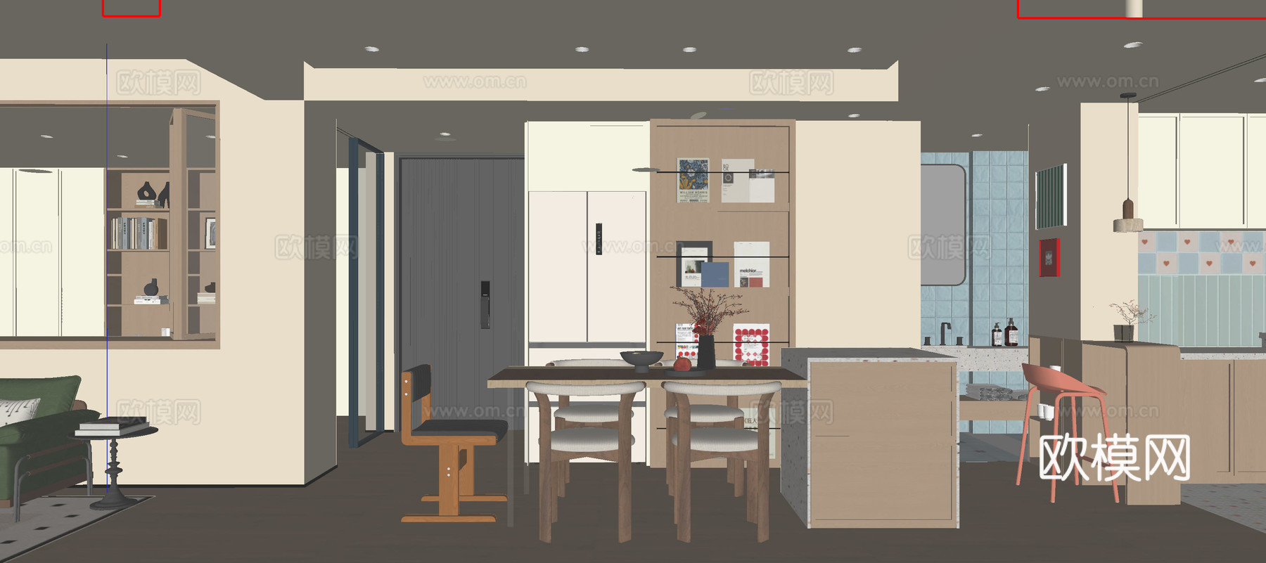 中古风餐厅su模型