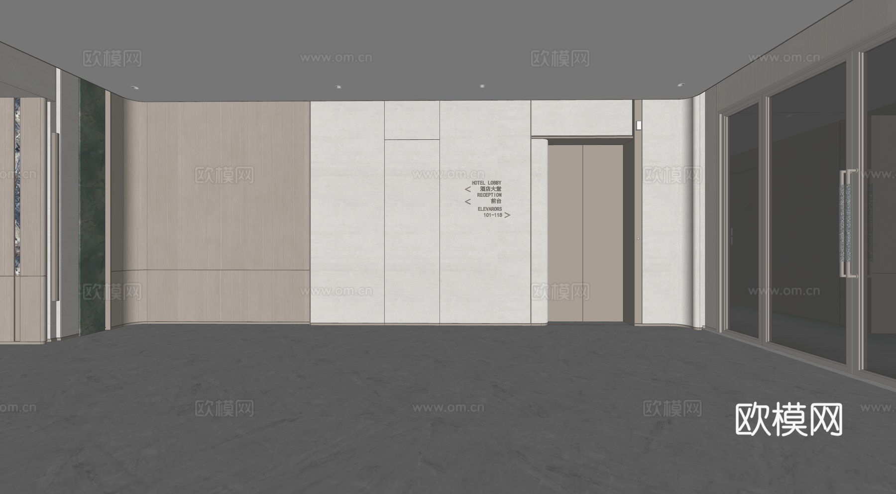酒店 电梯厅 现代su模型