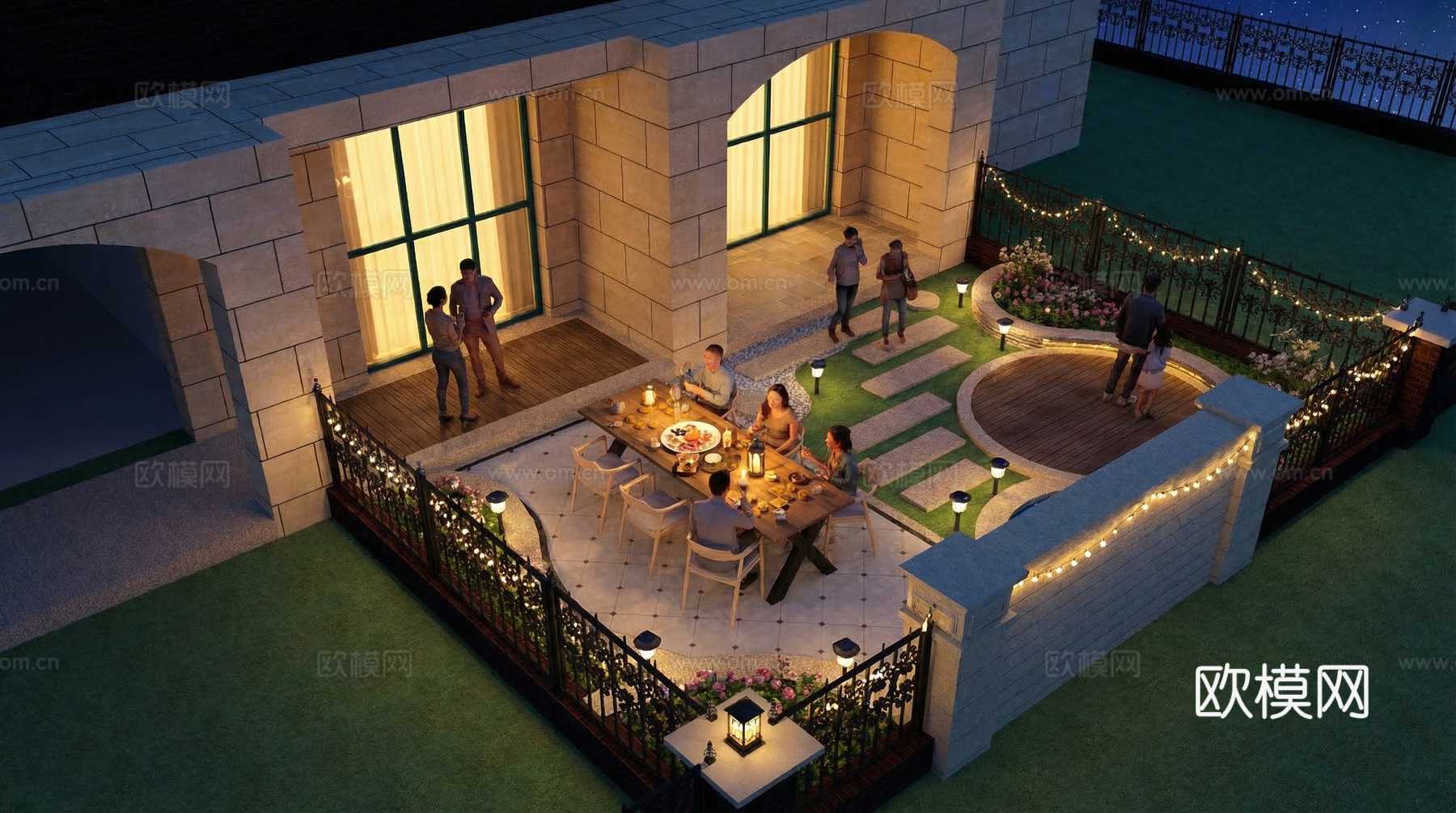 欧式庭院花园su模型