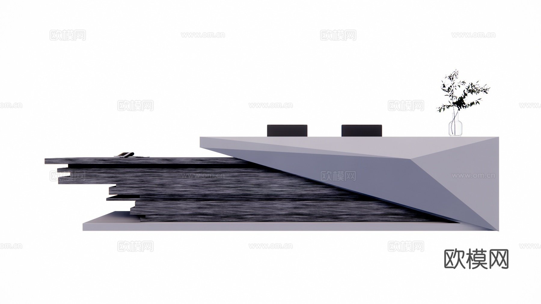前台 办公 大厅 工位 办公空间su模型