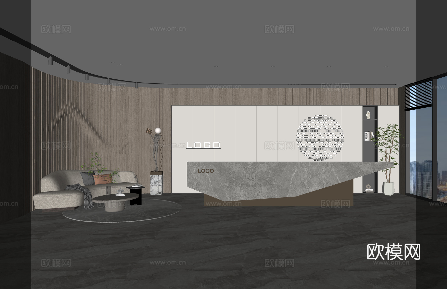 前台 工装 接待su模型