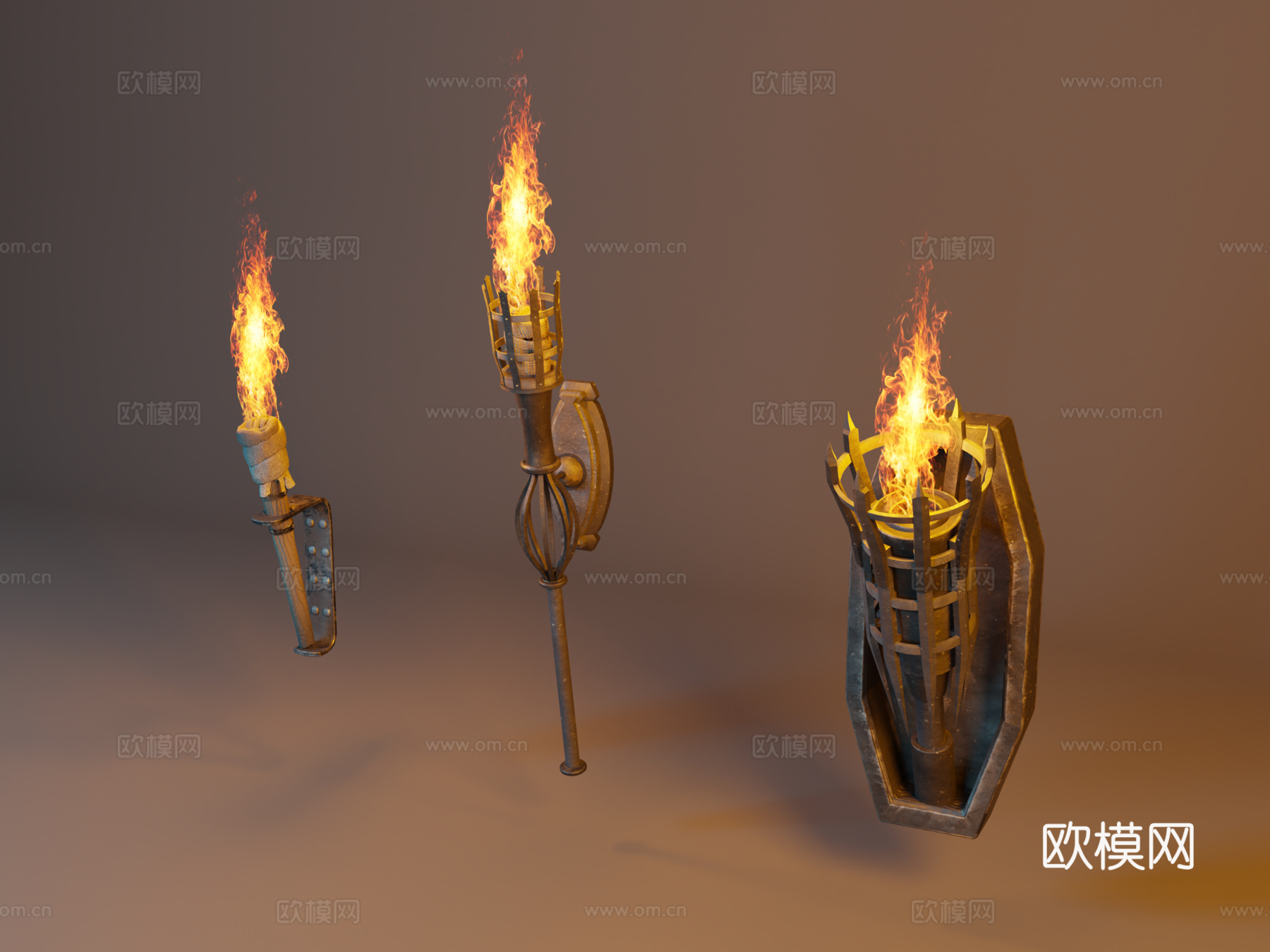 铁艺火把 欧式复古火把 中世纪火把 古代火把 牢房火把su模型