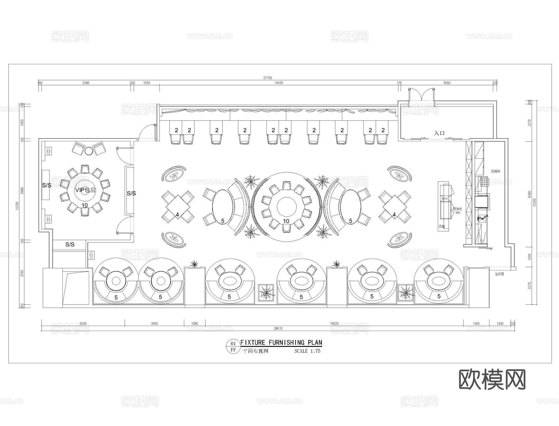 火锅店CAD平面图cad施工图