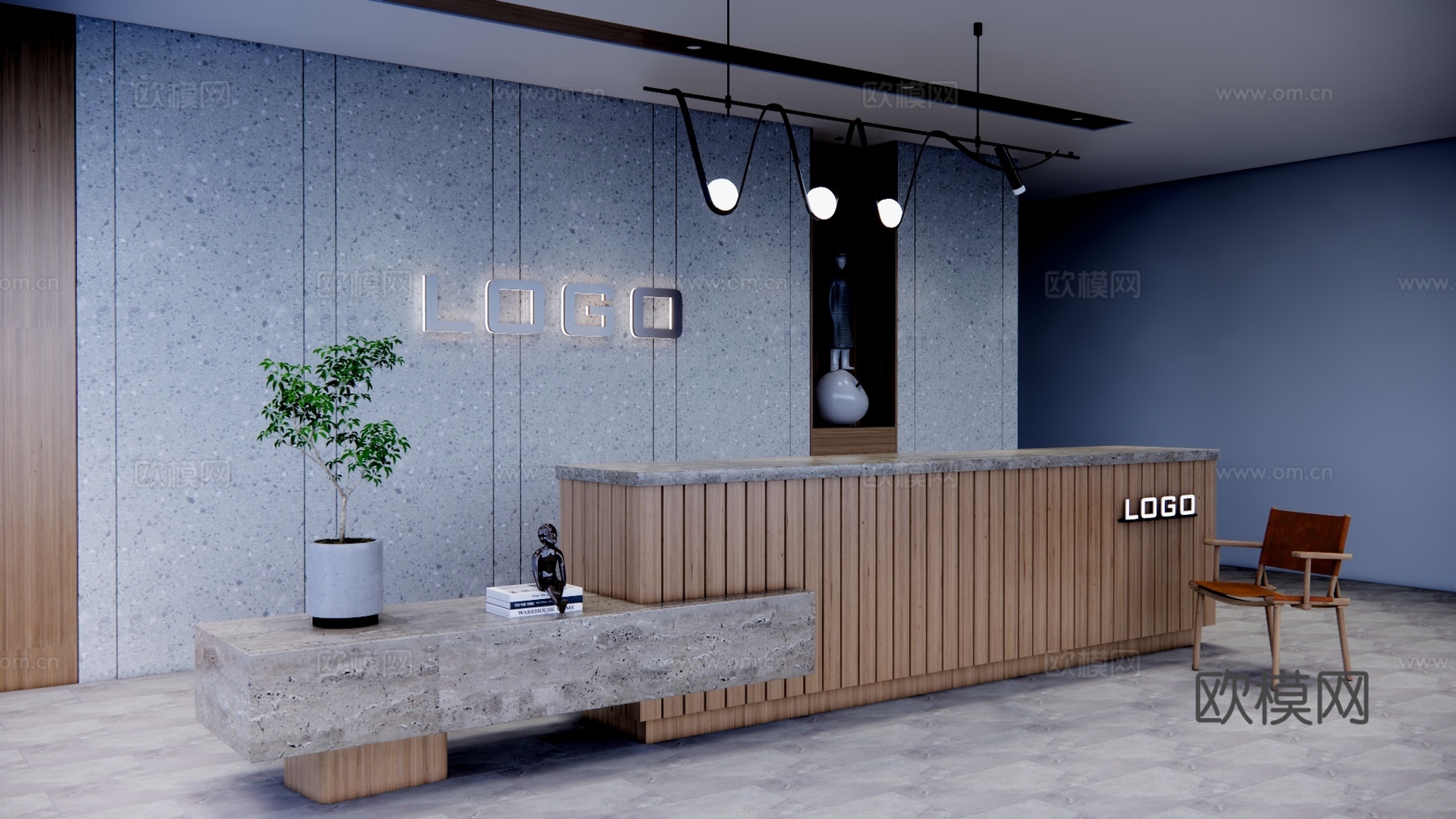 工位 接待 办公室 前台 酒店前台 工装 大厅su模型