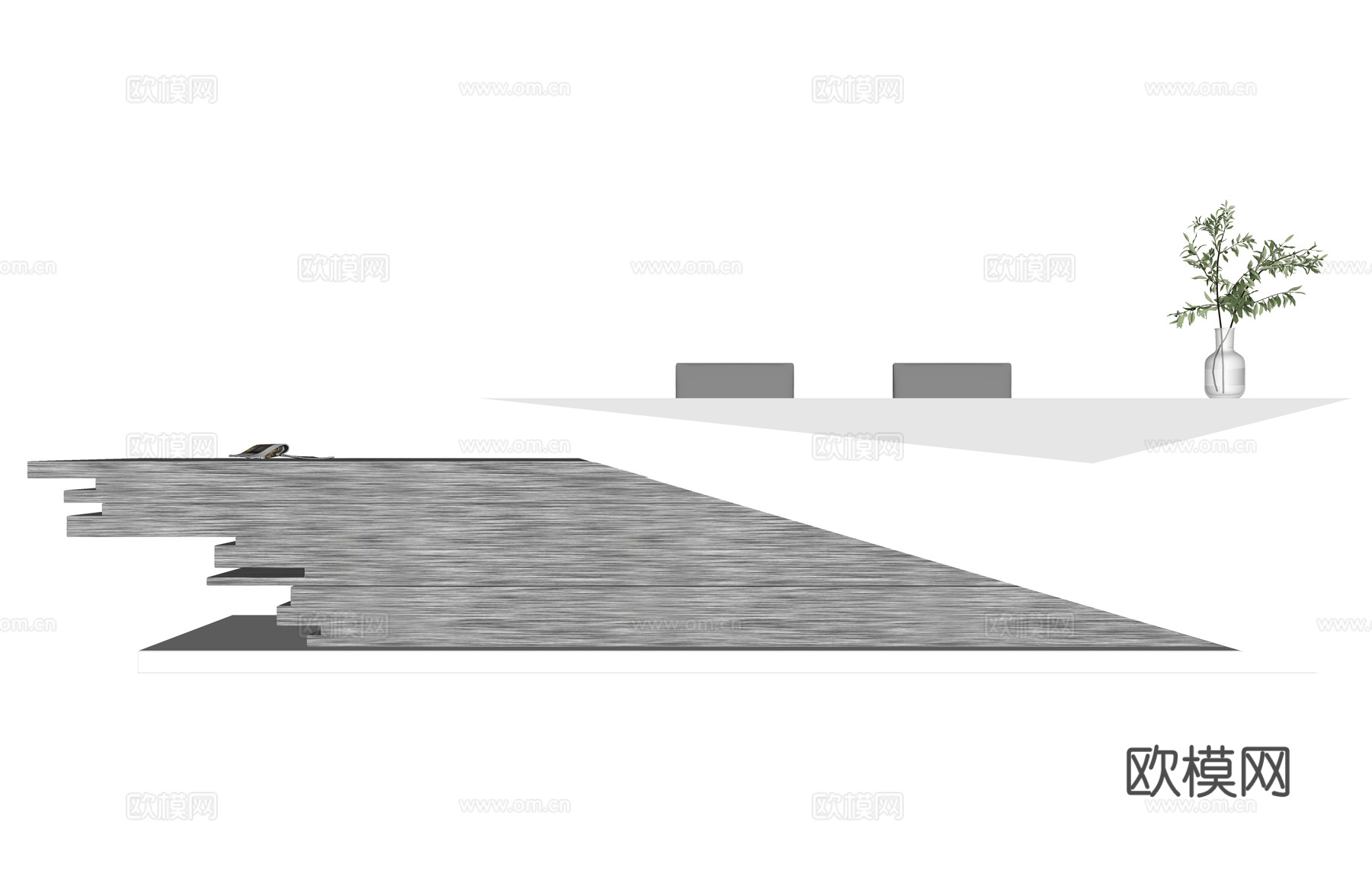 前台 办公 大厅 工位 办公空间su模型