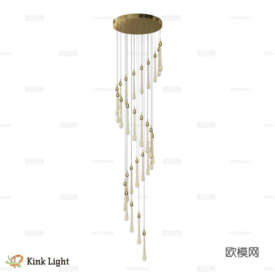 Asmer黄铜级联吊灯07860-28A,363d模型下载