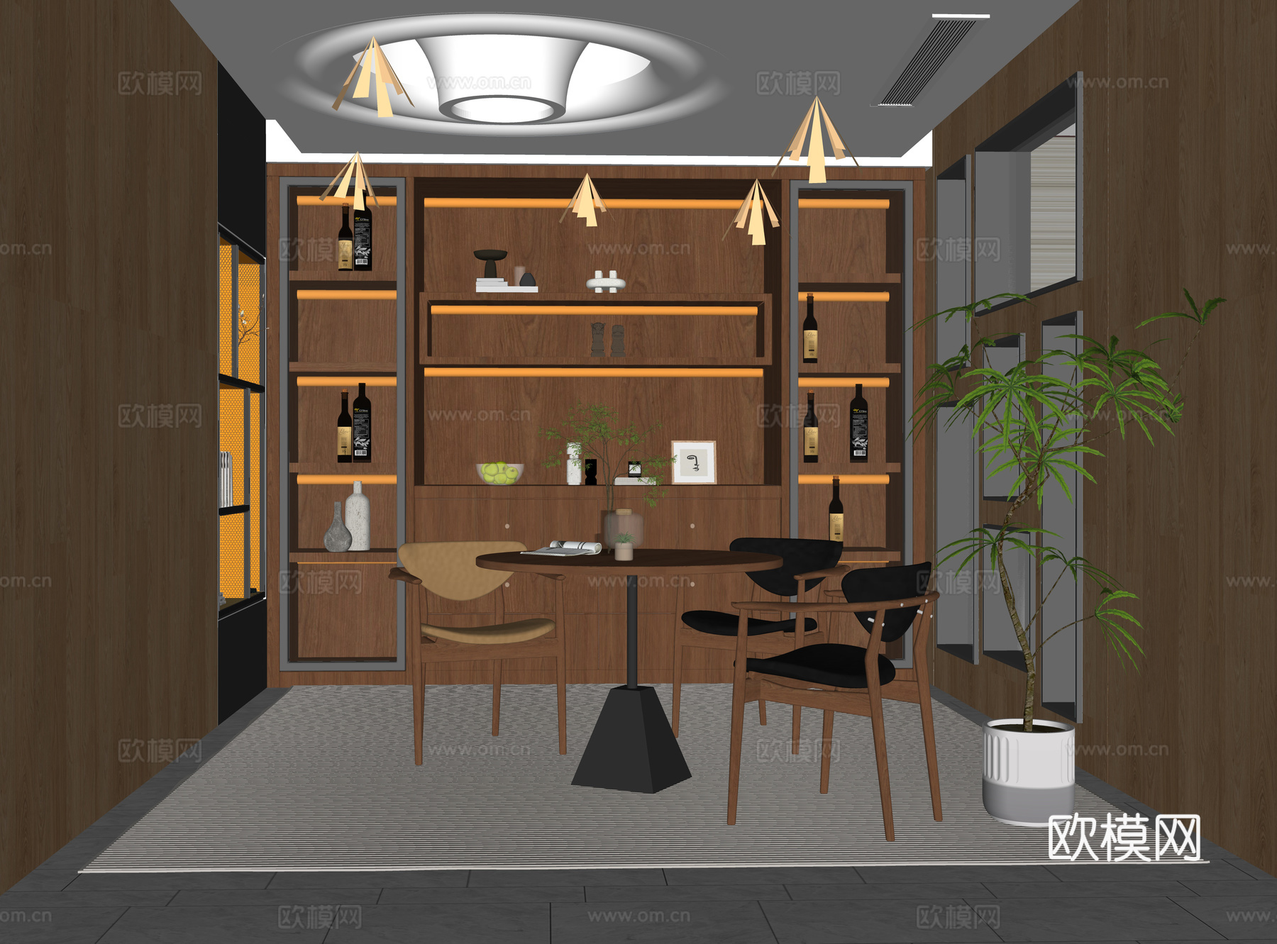 中古风休闲区su模型