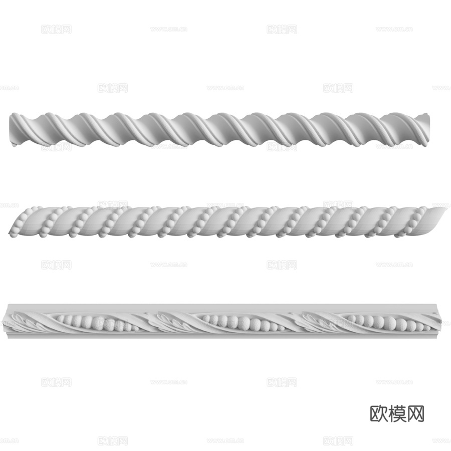 灰泥装饰线条 #106、#107 和 #1083d模型下载