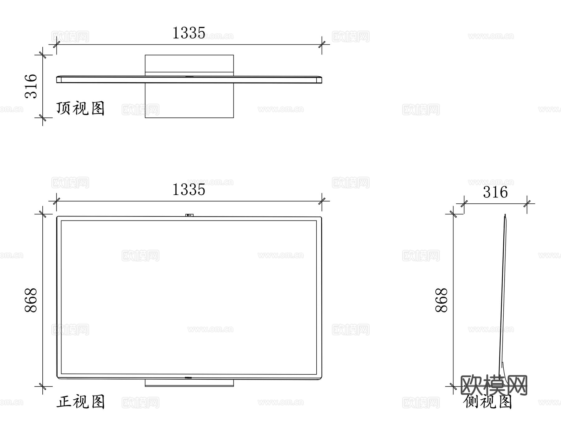 液晶电视 超薄电视 壁挂电视 平板彩电 大屏电视cad施工图