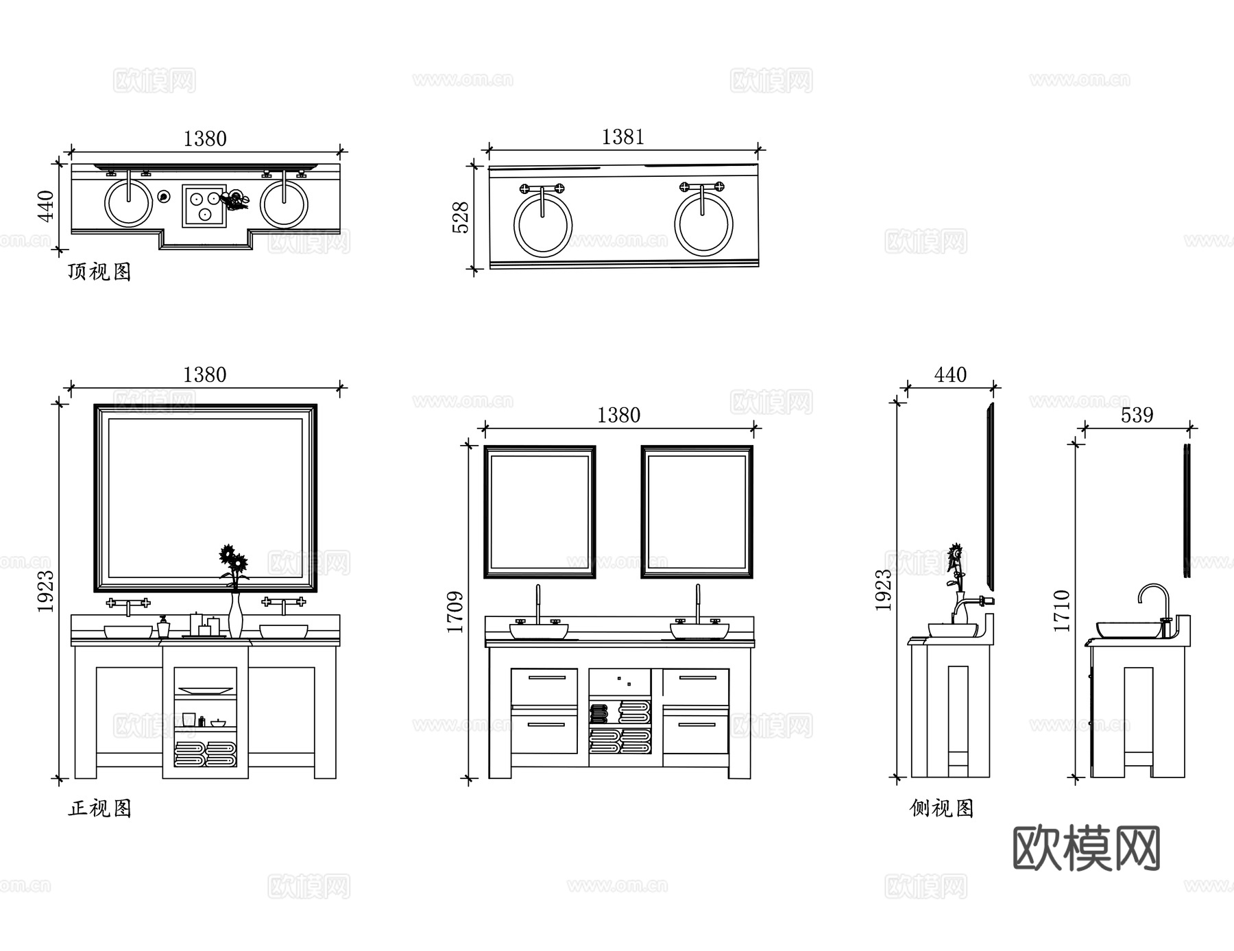 欧式卫浴柜 欧式雕花浴室柜 欧式复古浴室柜 欧式洗漱台cad施工图