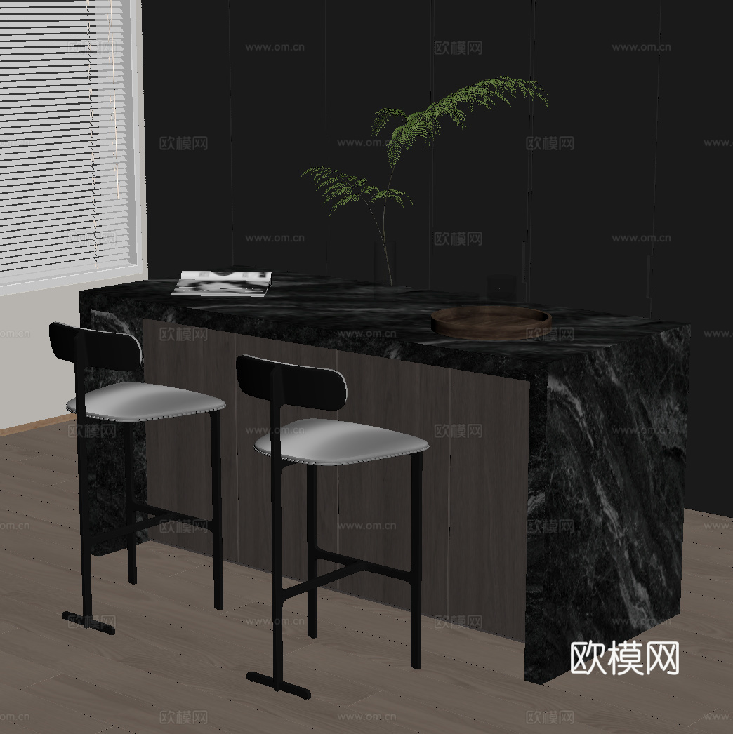 现代意式吧台su模型