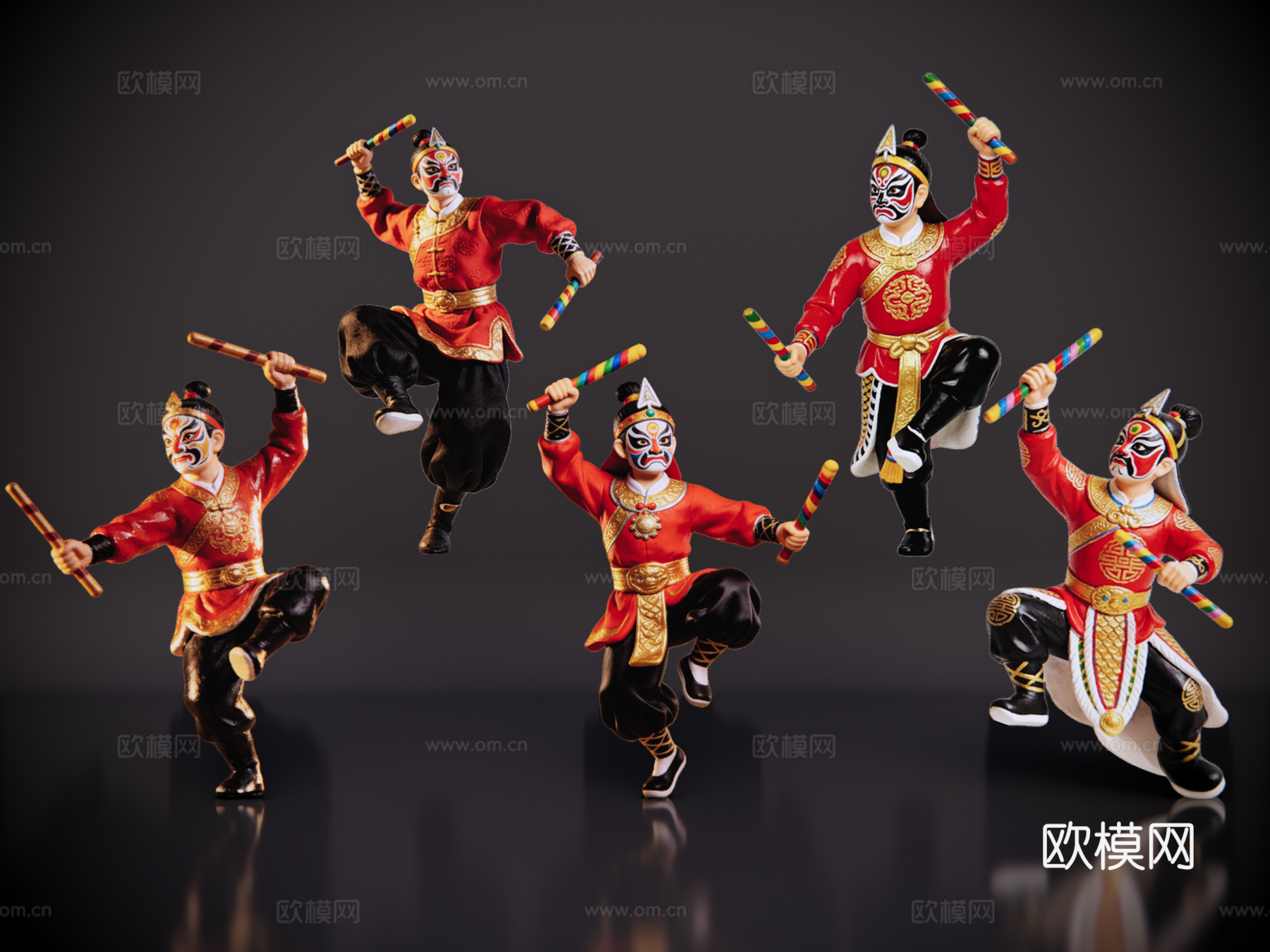 2D英歌舞手办 国潮手办 英歌舞 非遗传承活动 非遗手办su模型